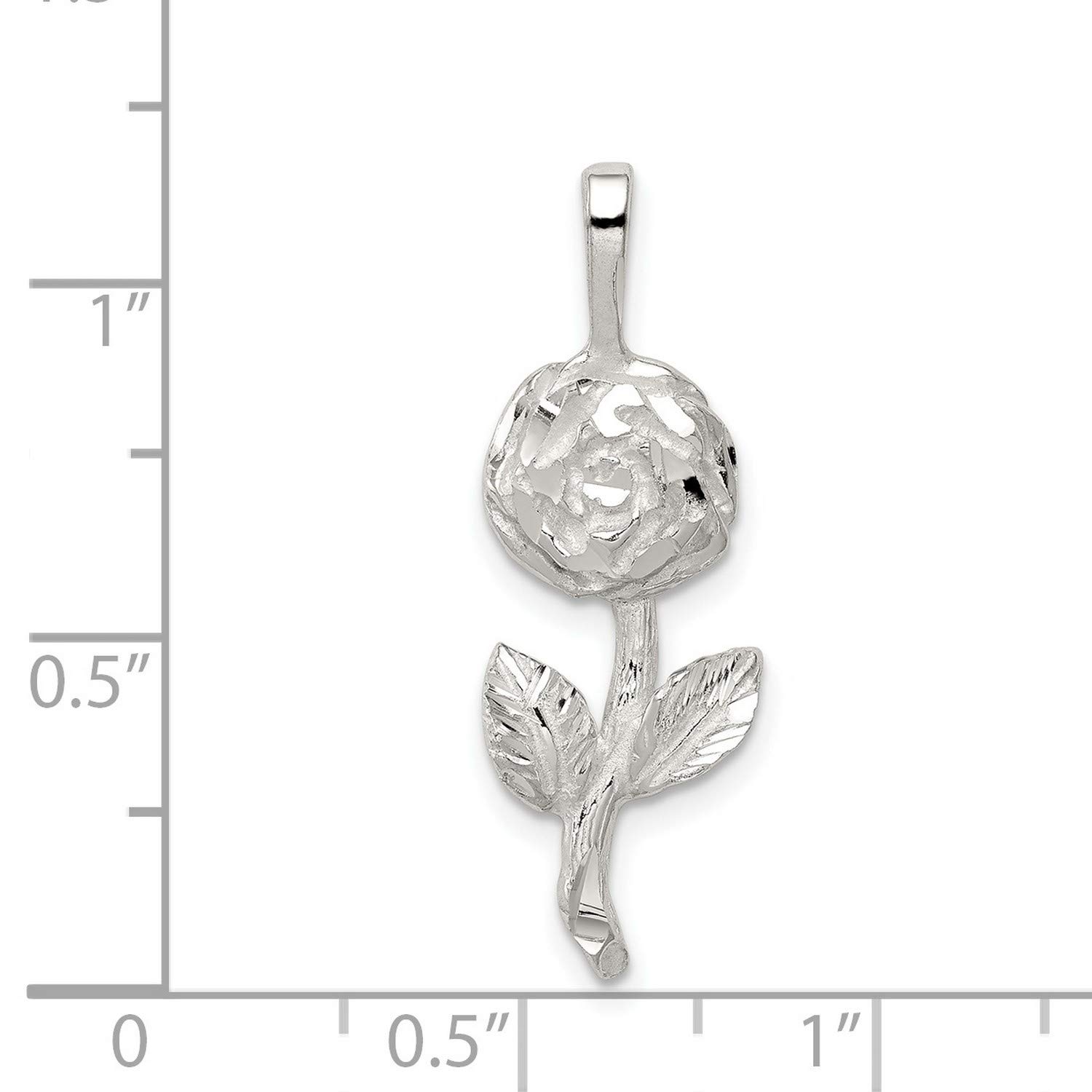 925 Sterling Silver Rose Pendant Necklace - 22mm x 9mm Elegant Floral Jewelry Gift for Women | Perfect for Valentine's Day, Anniversary & Romantic Occasions