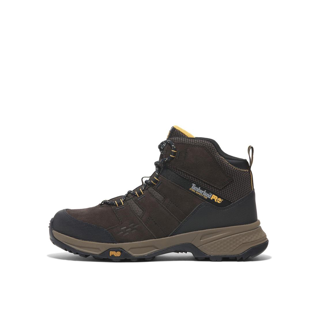 Switchback Lt 6 Inch SD10 Steel Toe Work Boots for Men - Brown/Yellow Safety Shoes - Durable Construction Work Boots for Warehouse, Construction & Outdoor Jobs