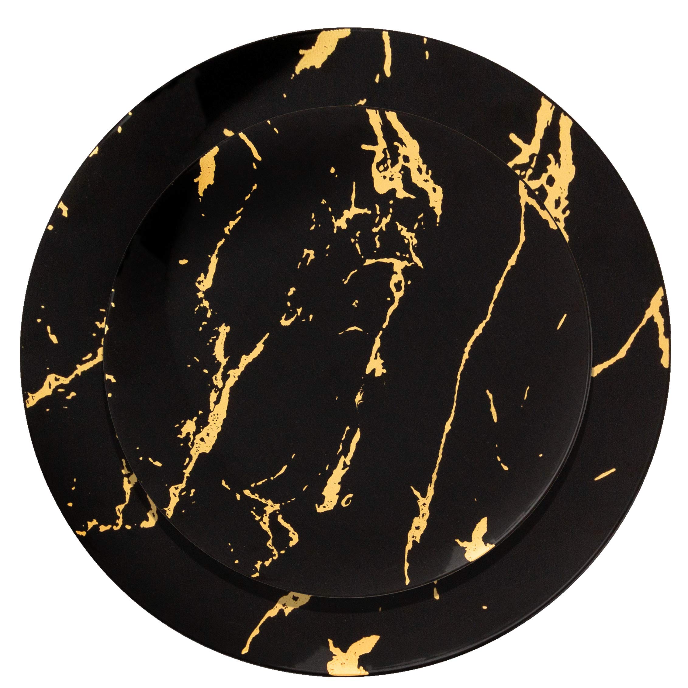 Premium 32-Piece Plastic Dinner Plate Set - 16 Black 7