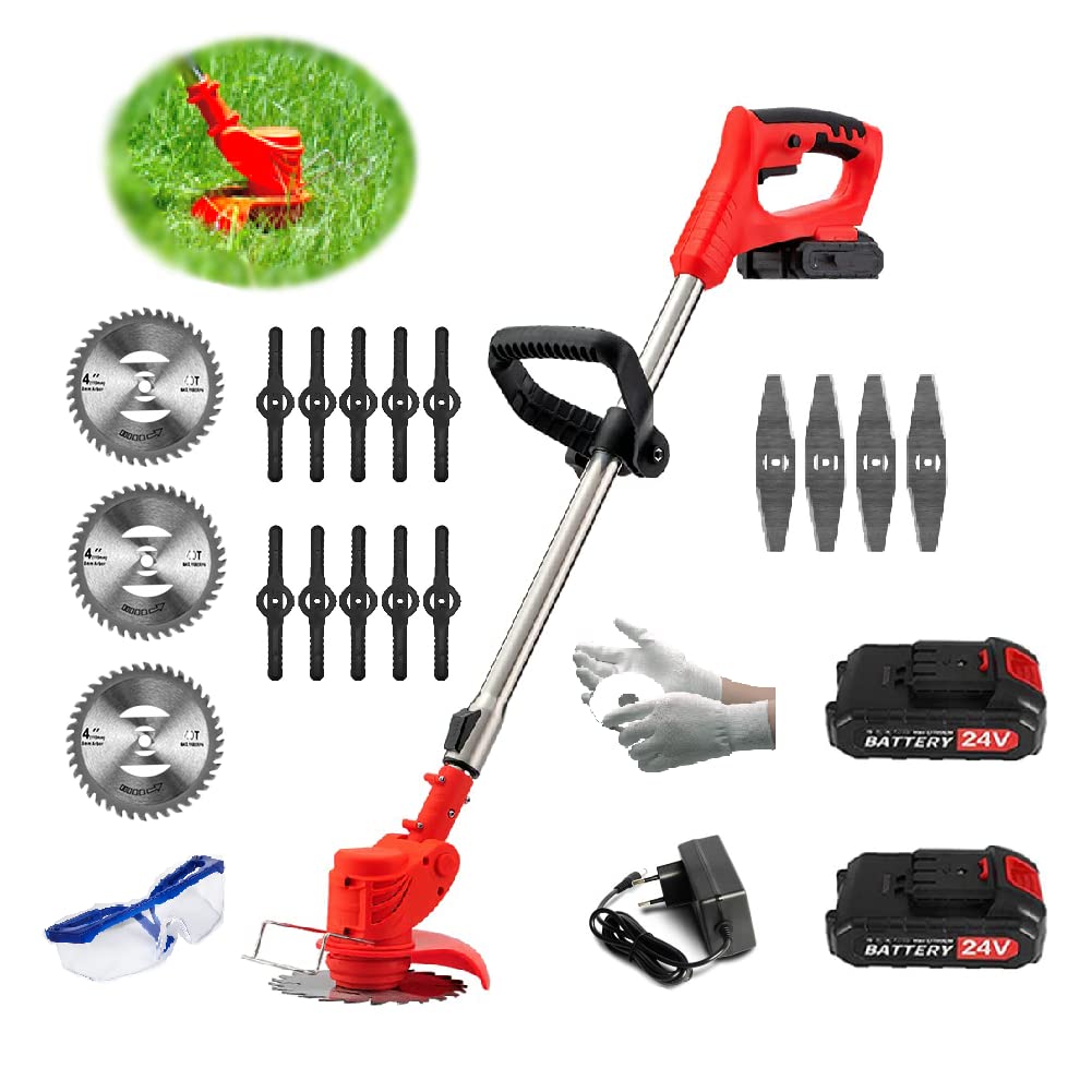 24V Cordless Weed Eater - Battery Powered Grass Trimmer with Large Capacity Battery & Charger - Electric Lawn Edger for Yard, Garden, Bush Trimming - Low Noise & Lightweight for Easy Home Landscaping