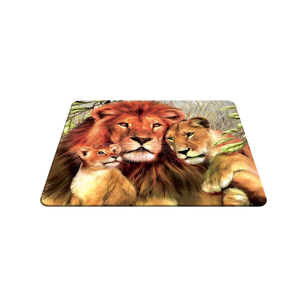 Lion Gaming Mouse Pad - African Wildlife Painting with Lion Family Design, Non-Slip Rubber Base, 9.5 x 7.9 Inch Computer Desk Mat for PC, Laptop & Office Use - Perfect for Gaming, Work & Home Office Setup