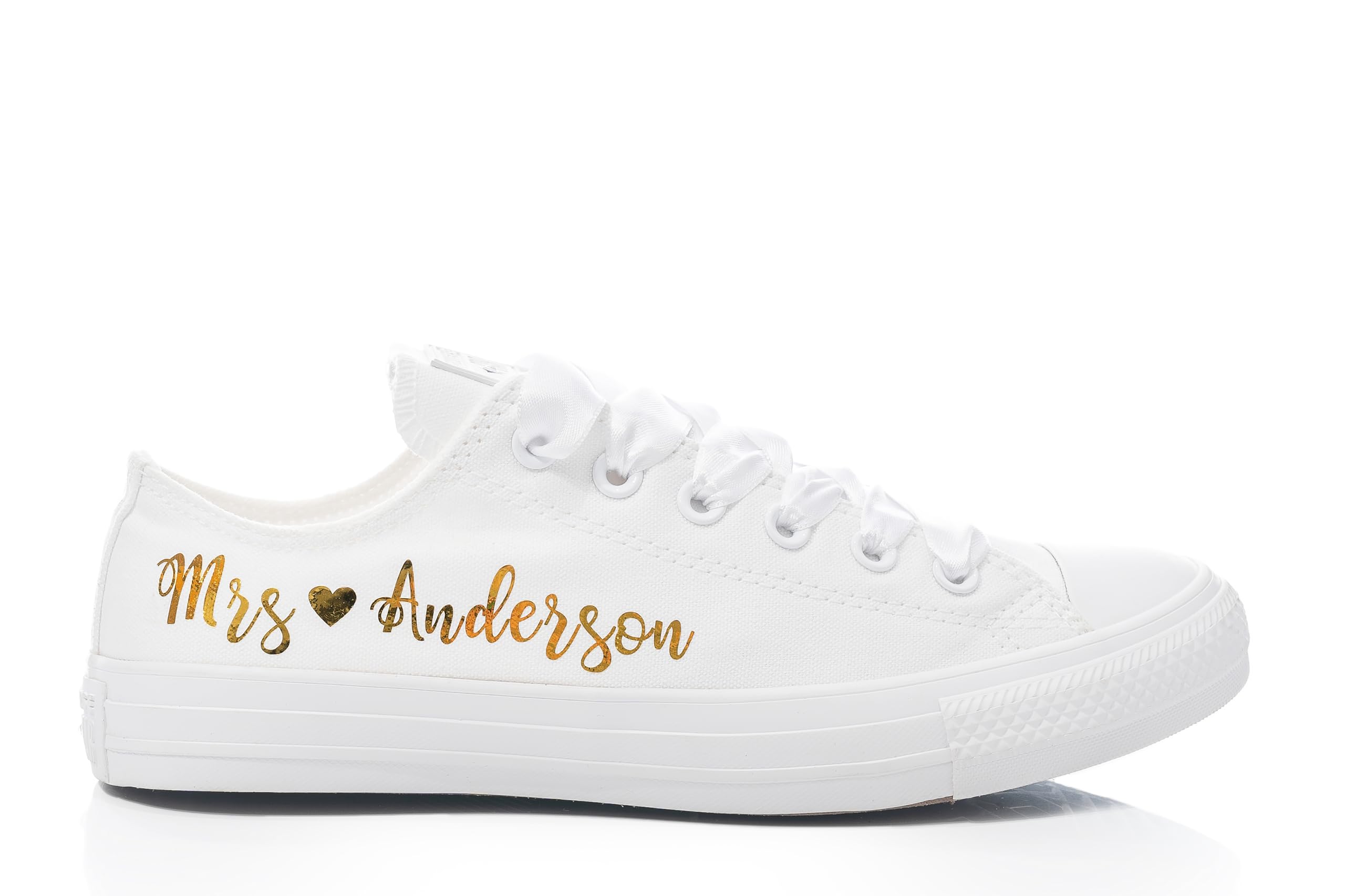 Custom Silver Mirror Foil Wedding Sneakers for Bride - Personalized Bridal Shoes for Wedding Ceremony & Reception - Perfect for Walking Down the Aisle & Dancing