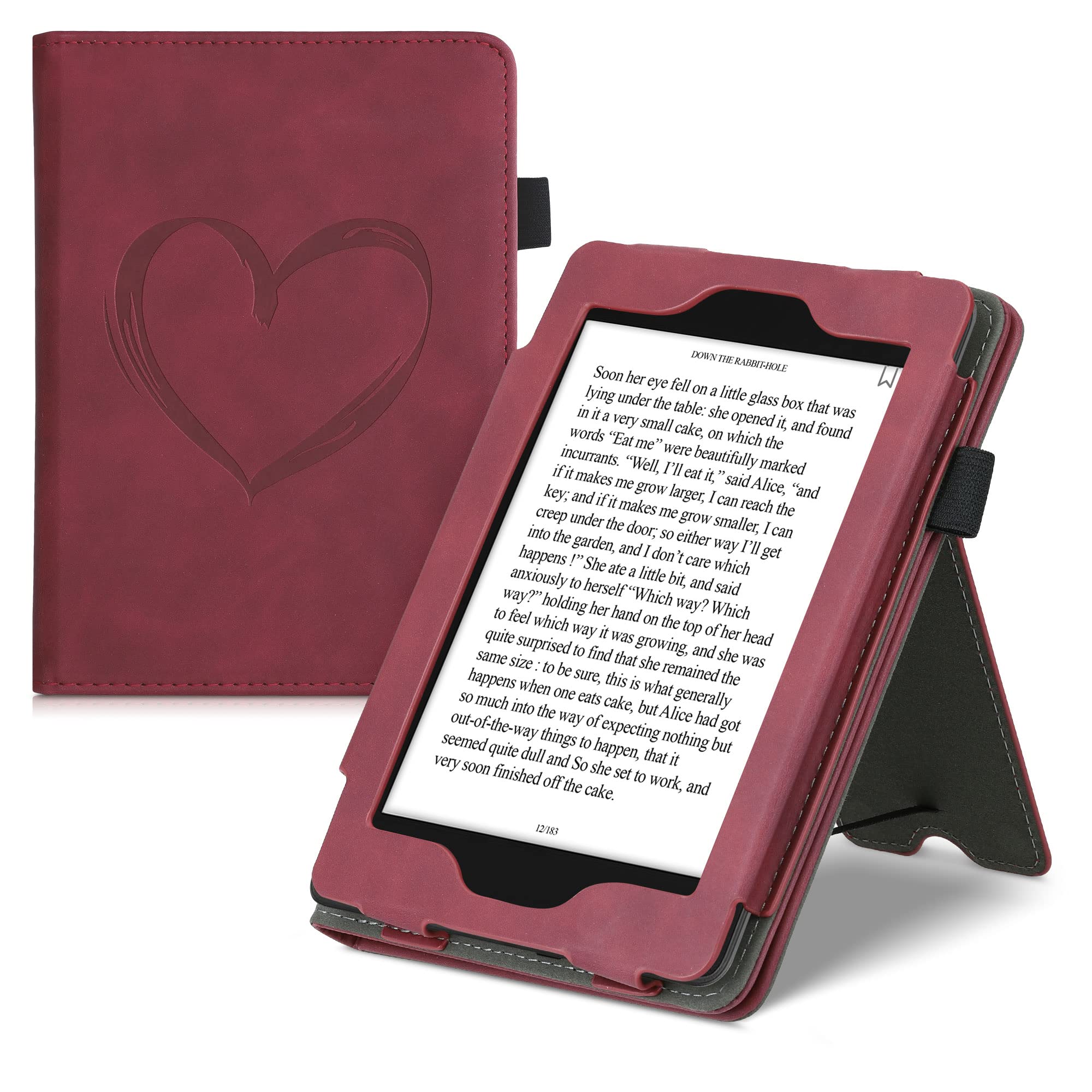 kwmobile Kindle Paperwhite (10th Gen - 2018) Case Cover - Premium Magnetic Closure eReader Protection - Dark Red - Perfect for Reading at Home, Travel & Commuting