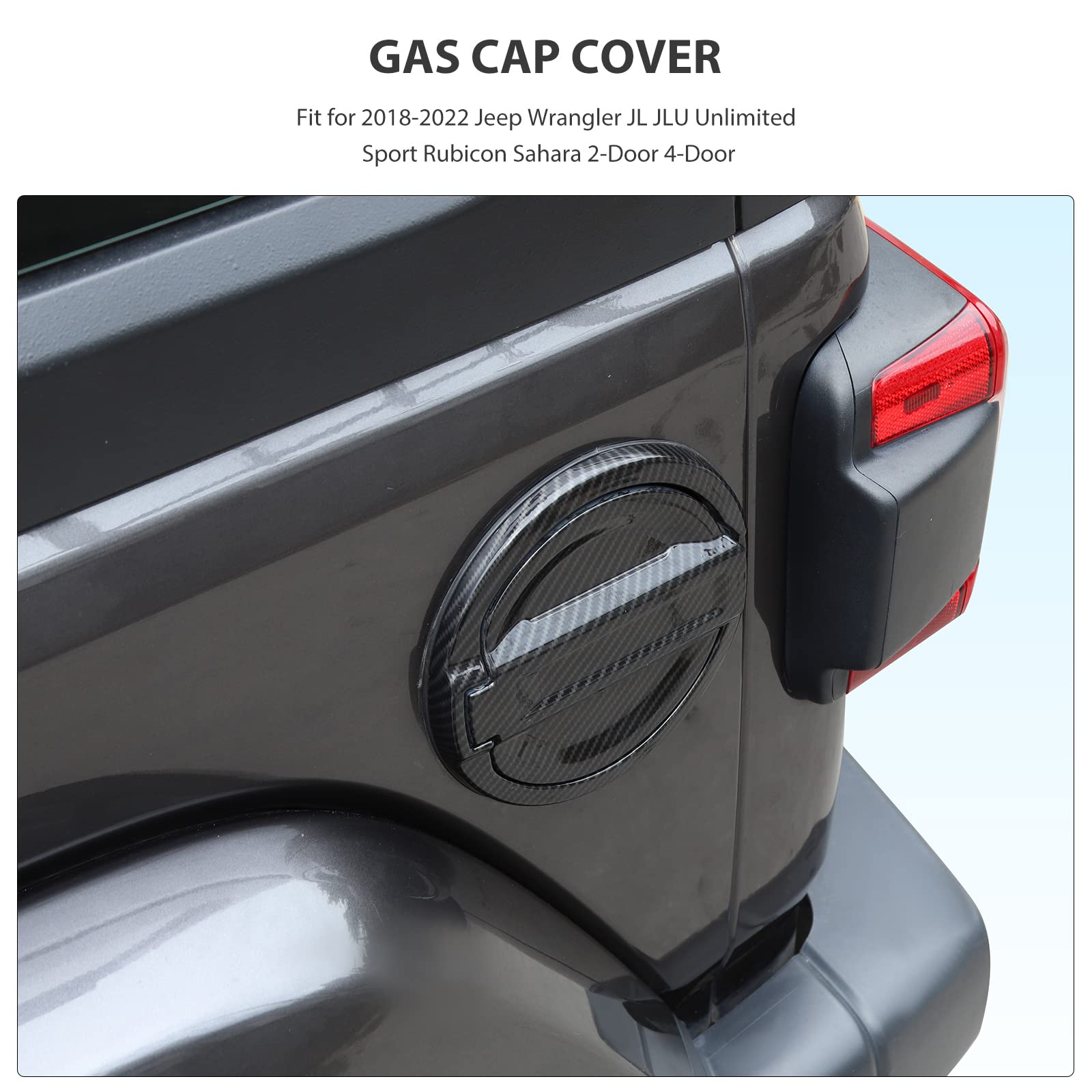 Premium Carbon Fiber Fuel Filler Door Cover for Jeep Wrangler JL/JLU & Gladiator 2018-2023 - Durable Gas Tank Cap Accessory for Off-Road Adventures & Daily Driving Protection