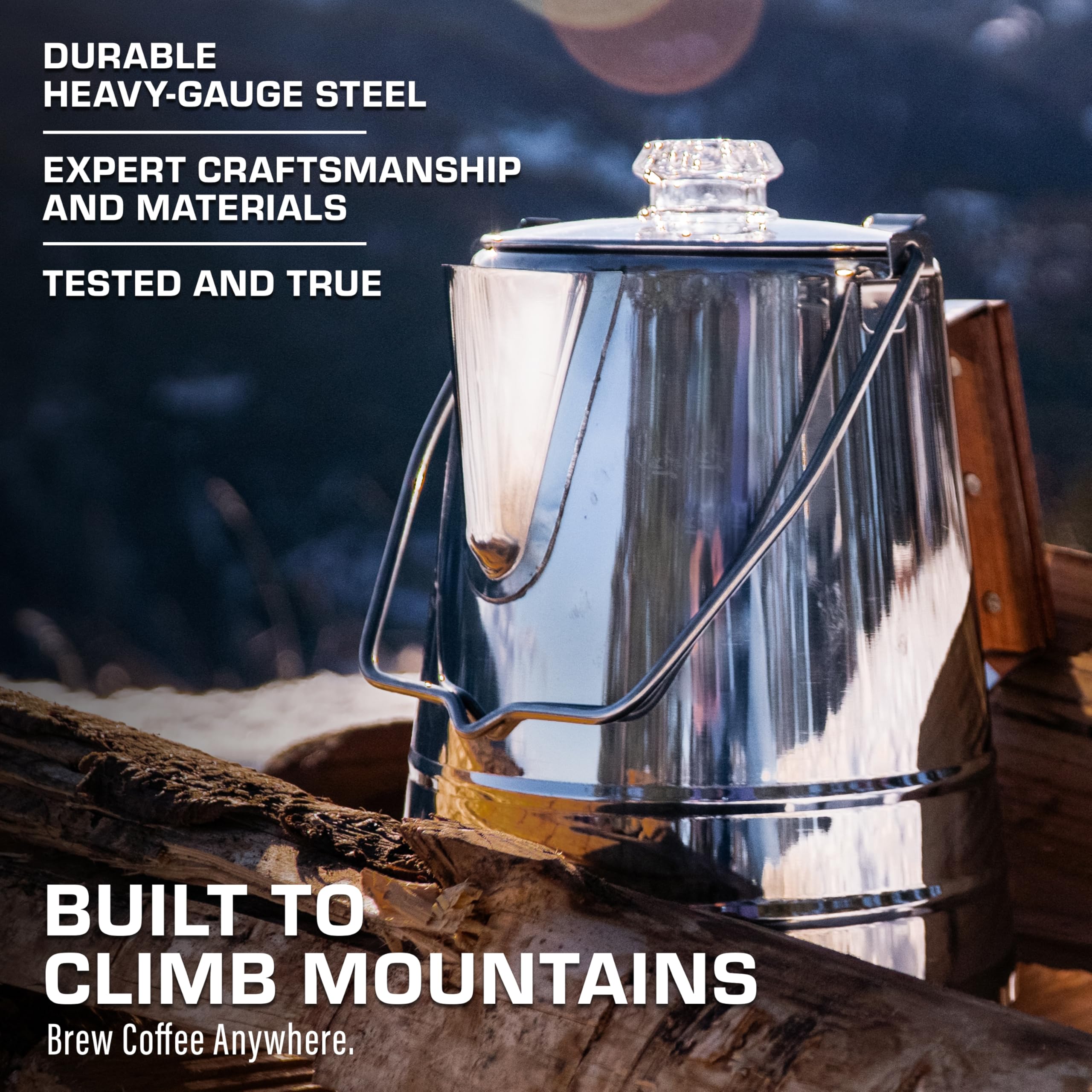 COLETTI Scoutmaster 24-Cup Coffee Percolator for Camping – Durable Stainless Steel Stovetop Coffee Maker for Outdoor Adventures, Hiking & RV Trips – Perfect for Large Groups & Family Gatherings