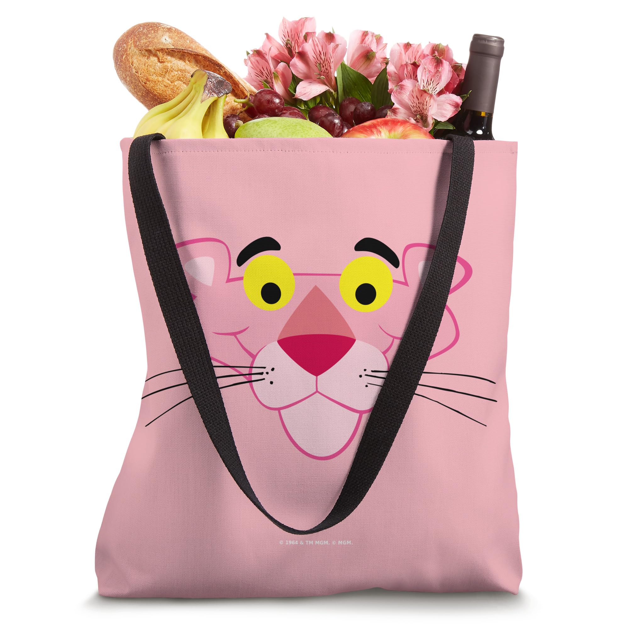 Pink Panther Cartoon Face Tote Bag - Cute Canvas Shopping Bag for Women - Perfect for Grocery Shopping, Beach Trips & School