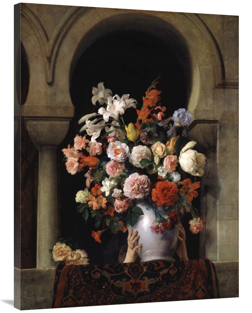 40 Inch Vase of Flowers in The Window Art Print by Francesco Hayez - Classic Italian Oil Painting Reproduction for Home & Office Wall Decor
