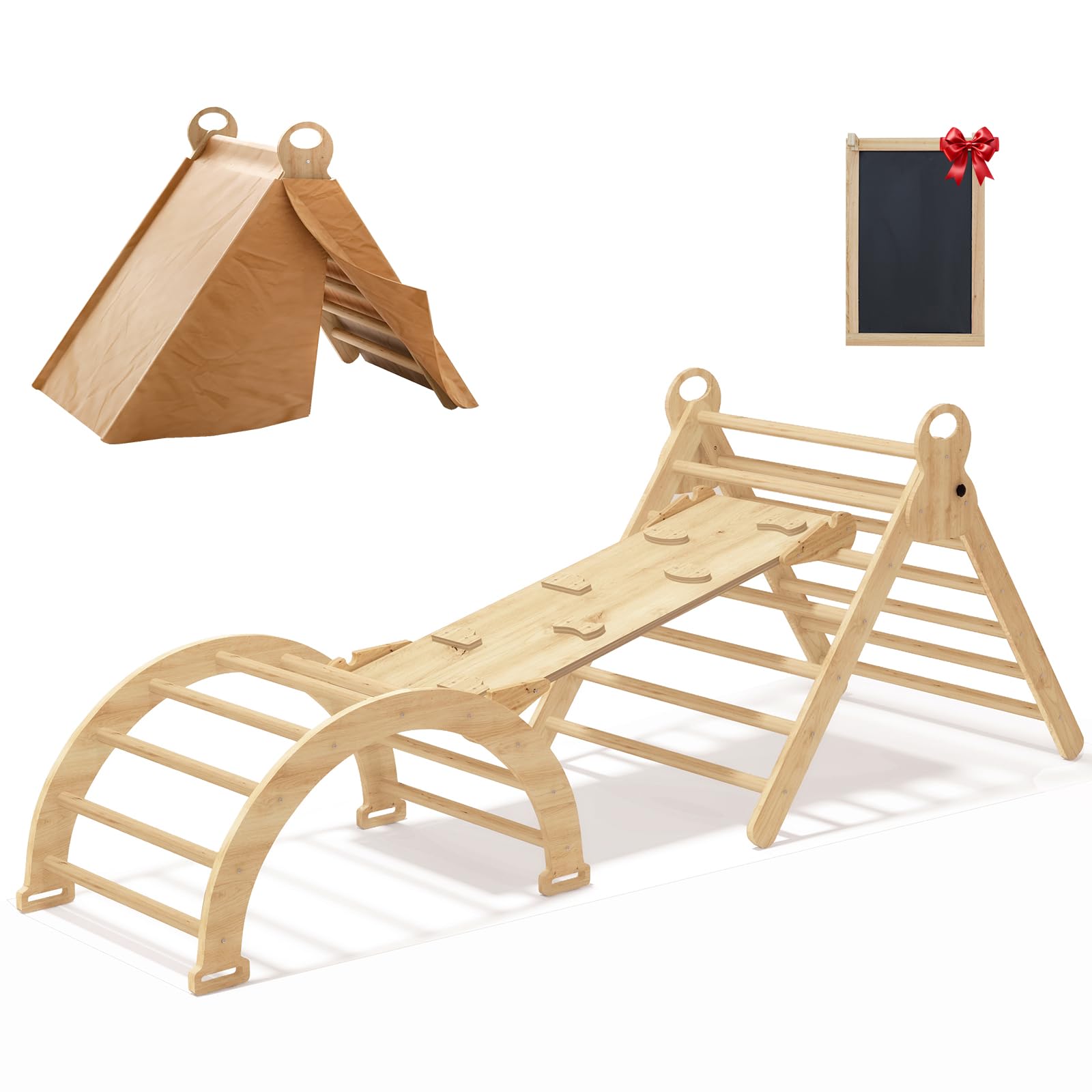 Montessori Pikler Triangle Climbing Set for Toddlers - Indoor & Outdoor Play Gym with Arch, Ramp, and Triangle - Kids Learning & Development Toy for Home, Nursery, and Backyard Playtime