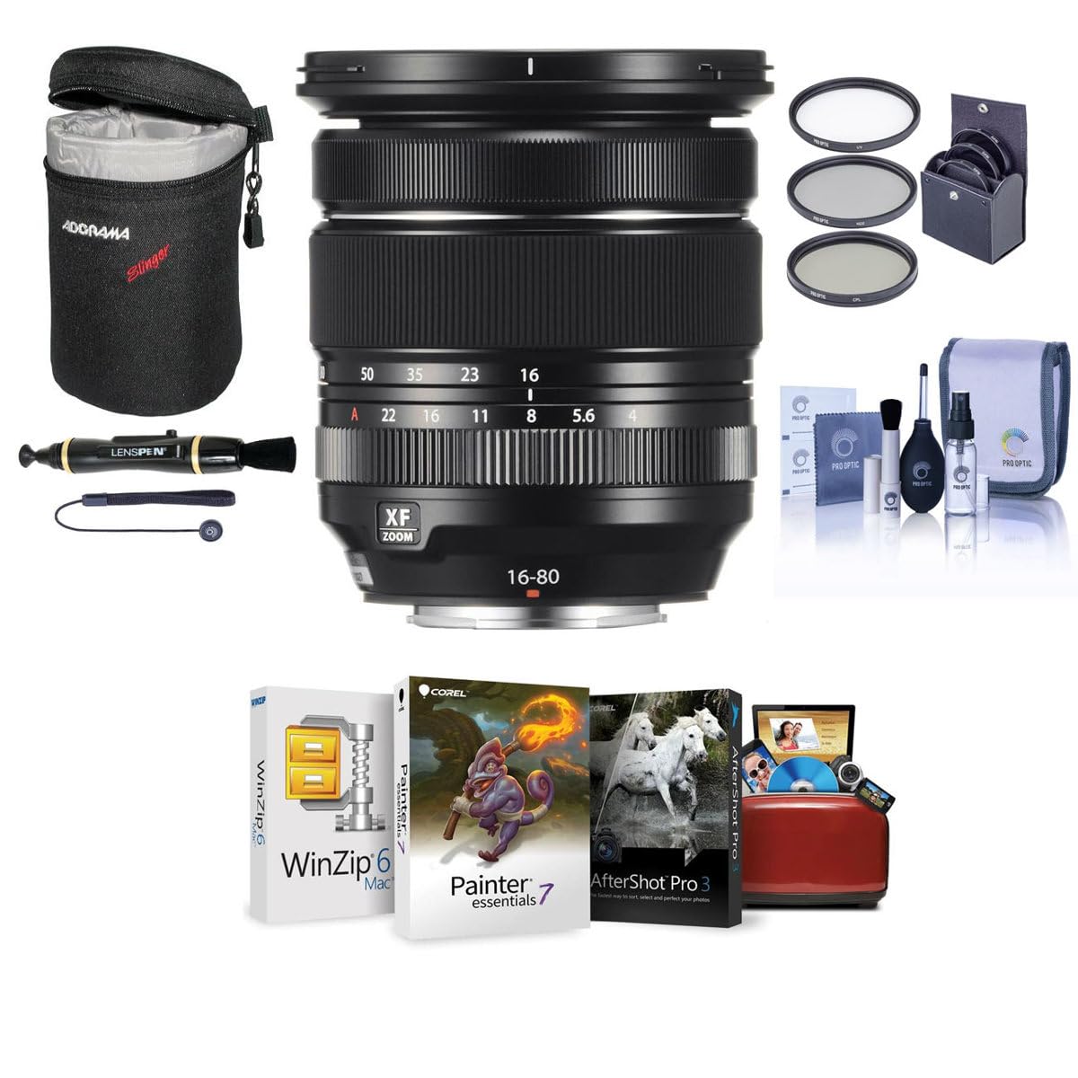 Fujifilm XF 16-80mm f/4 R OIS WR Weather-Resistant Zoom Lens with ProOptic UV Filter & Accessories Kit - Perfect for Travel, Landscape & Portrait Photography