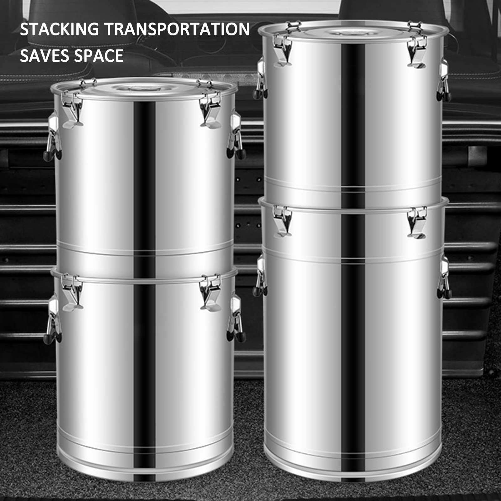 304 Stainless Steel 75L Airtight Milk Can with Silicone Seal - Food Grade Liquid & Solid Storage Container with Carry Handle - Perfect for Farm Milk Transport, Restaurant Bulk Storage & Home Pantry Organization