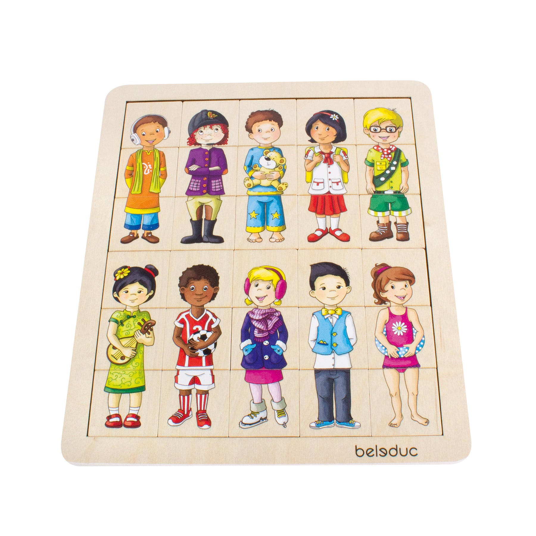 Beleduc Match & Mix Cultural Kids Wooden Puzzle - 30 Piece Educational Toy for Children | Perfect for Learning World Cultures & Developing Fine Motor Skills at Home or School