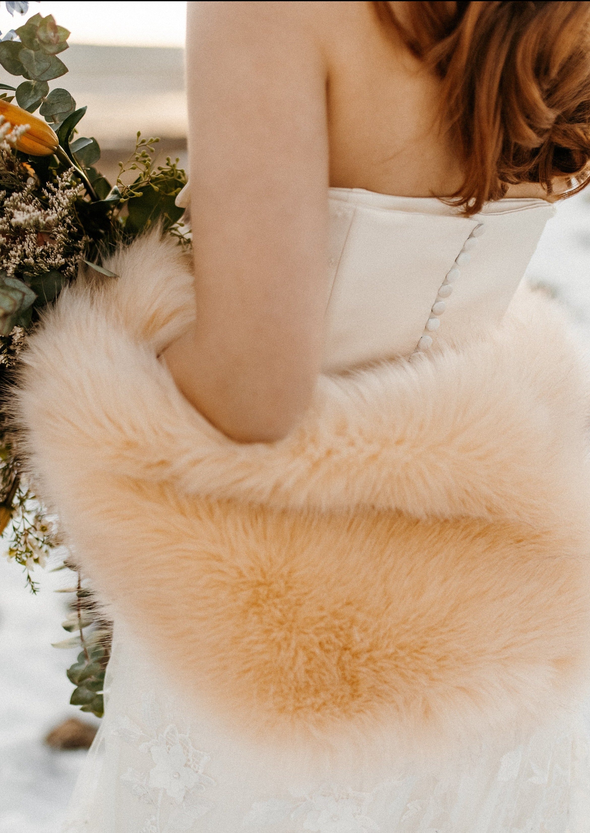 Luxury Champagne Fur Shawl Wrap - Elegant Lilian Cha03 Stole for Women | Perfect for Weddings, Parties & Evening Events
