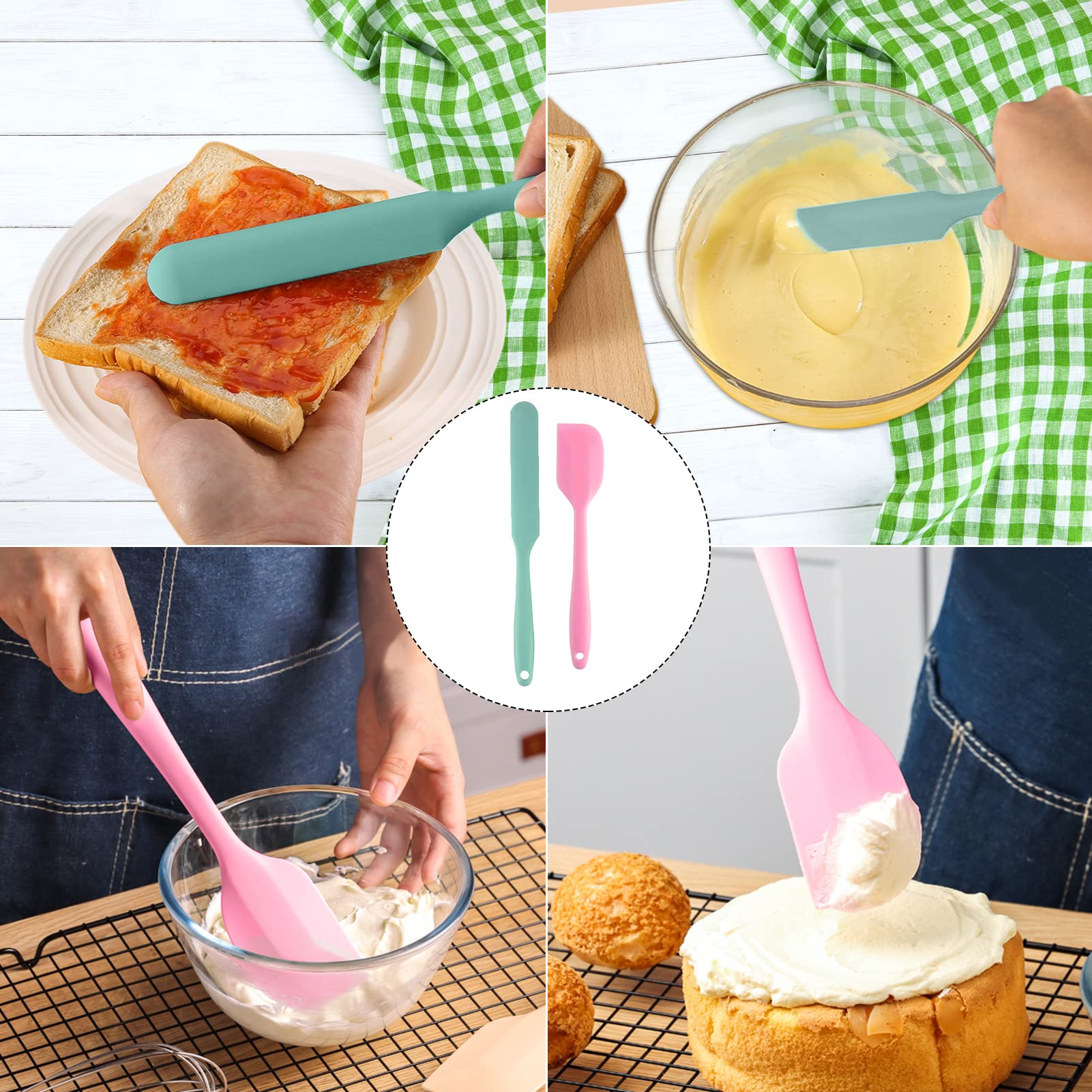6-Piece Mini Silicone Spatula Set - Food Grade Long Handle Kitchen Utensils for Baking, Cooking & Mixing - Heat Resistant Makeup & Tiny Jar Scraper - Perfect for Home Baking, Meal Prep & Cosmetic Containers