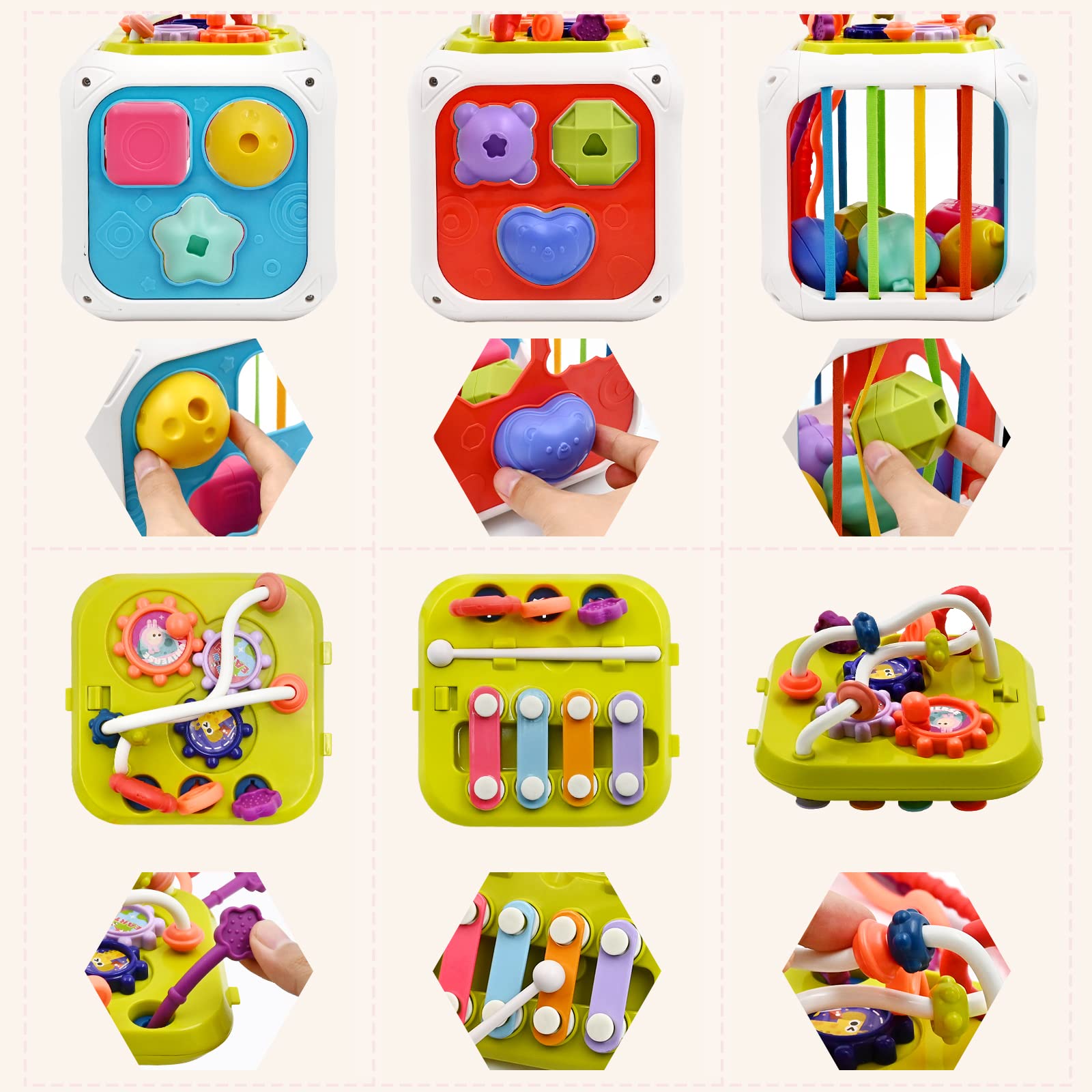 Best Montessori Sensory Toys for 1-2 Year Olds - 7-in-1 Educational Baby Toy Set with Shape Sorter & Stacking Blocks - Perfect Gift for 12-18 Month Old Boys & Girls - Ideal for Toddler Learning, Birthday Gifts & Early Childhood Development