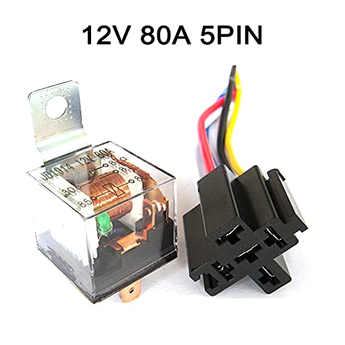 12V 80A Heavy Duty Waterproof 5-Pin Relay Switch Kit with Wiring Harness - for Fog Lights, Battery Control, AC Systems | Automotive, Marine & Industrial Applications