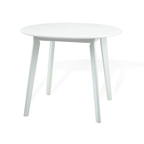 Modern Solid Wood Round Dining Table - White Finish for Elegant Home Dining & Entertaining