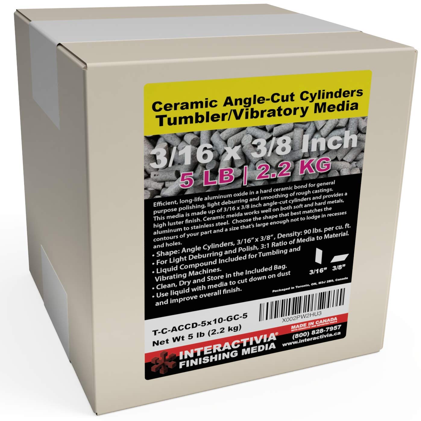 5 lb Ceramic Tumbling Media - 3/16