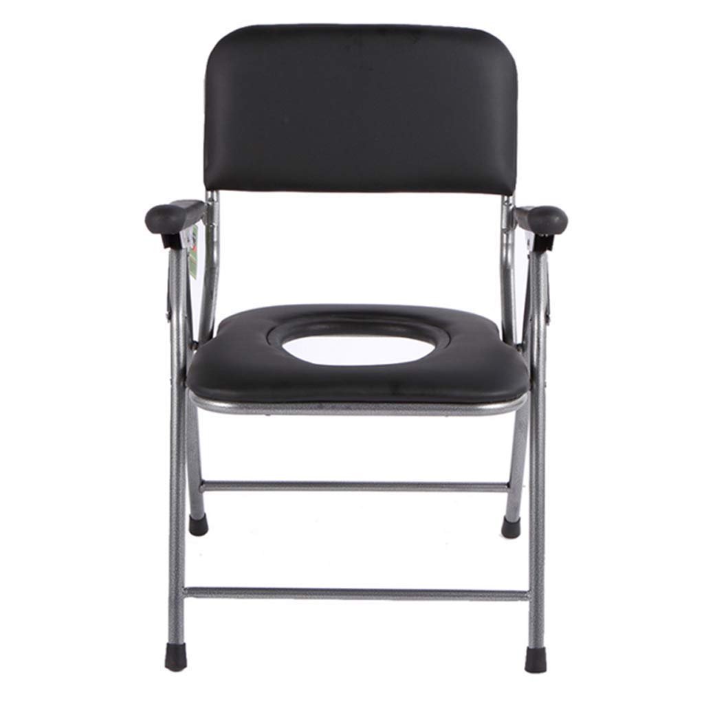 **Foldable Commode Chair with Padded Cushion & Arms/Backrest - Portable Toilet & Shower Chair for Elderly, Handicap & Adults - Ideal for Bathroom Safety & Mobility Assistance**