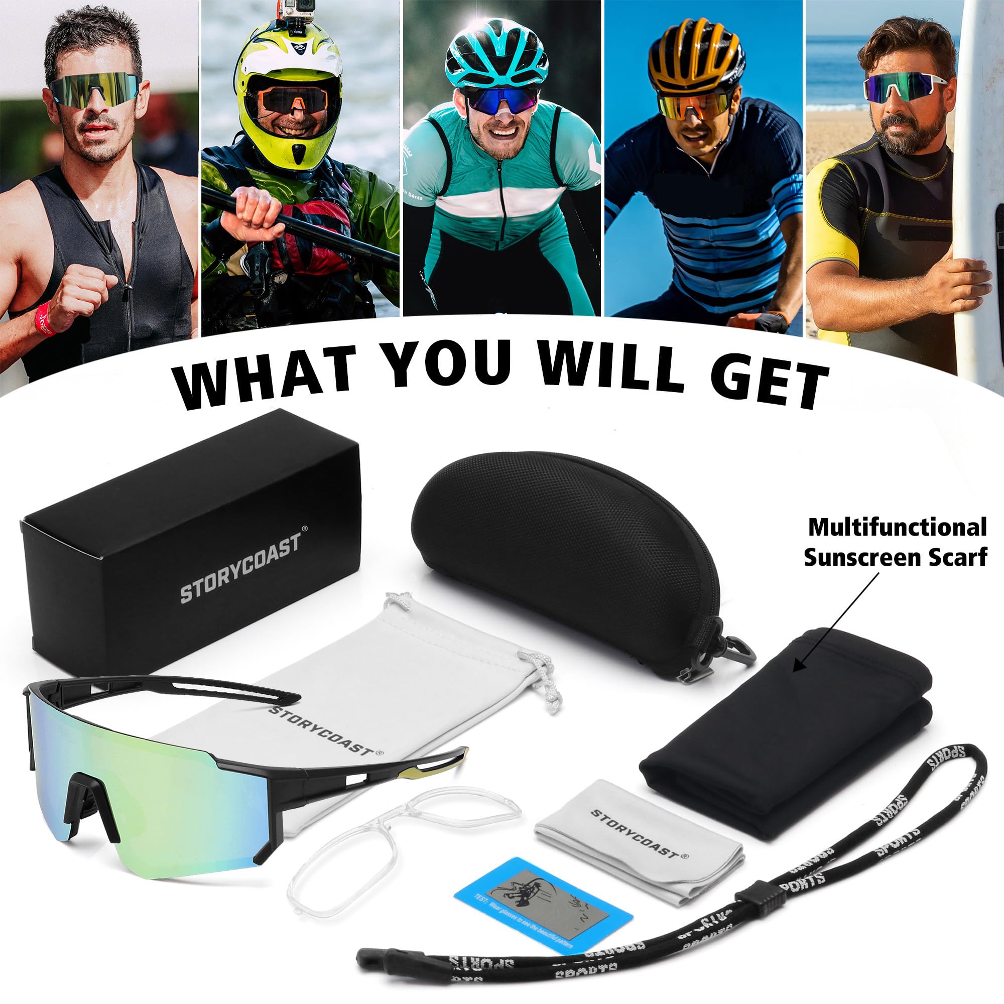 STORYCOAST Polarized Sports Sunglasses for Men & Women - UV400 Protection, Anti-Glare Driving, Fishing, Cycling & Mountain Biking Sunglasses - Perfect for Outdoor Activities & Adventure Sports