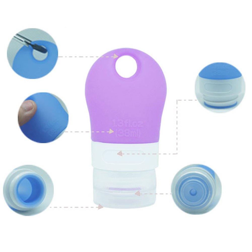Gemini_mall® TSA Approved Silicone Travel Bottles - Leak-Proof, Squeezable & Refillable Cosmetic Containers for Shampoo, Conditioner, Lotion (38ml/1.28oz, Clear White) - Perfect for Air Travel, Gym, Camping & Toiletries Organization