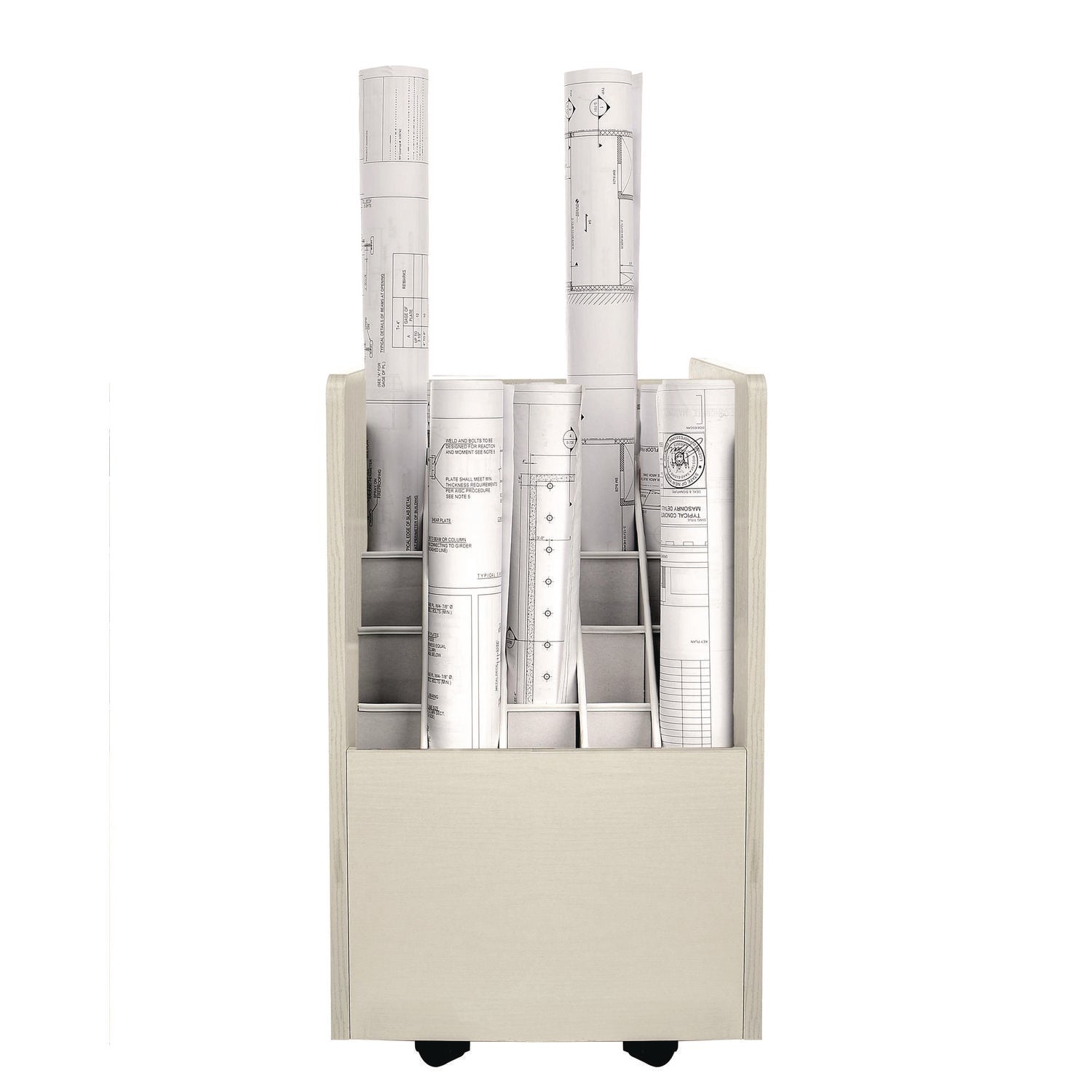AdirOffice 20-Slot Rolling Blueprint Storage Cabinet - Mobile Wood File Organizer for Large Documents (15.25