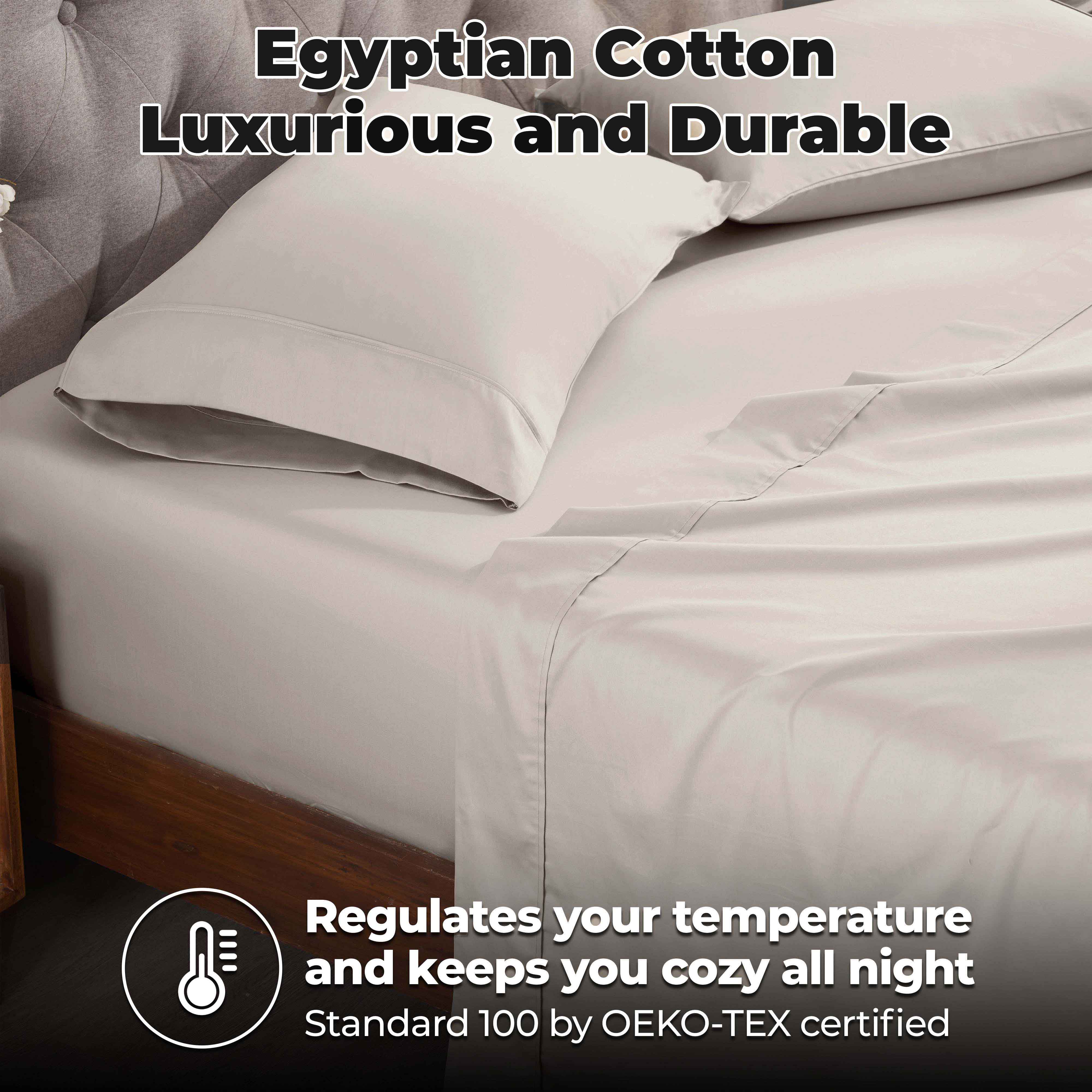 Premium 300 Thread Count Egyptian Cotton Bed Sheet Set - Soft, Breathable & Hypoallergenic for Ultimate Comfort - Perfect for Luxury Bedrooms, Hotels & Guest Rooms