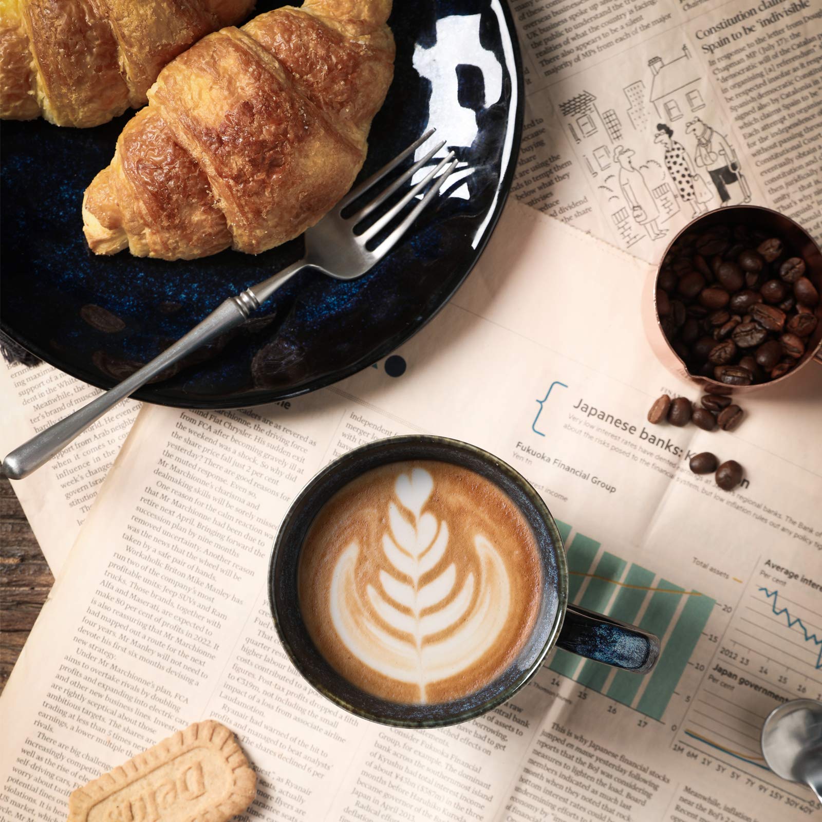 Vicrays 9-Piece Coffee Mug Set & Bakeware Set - 12oz Porcelain Mugs in Blue - Perfect for Coffee, Tea, Baking & Gift Giving