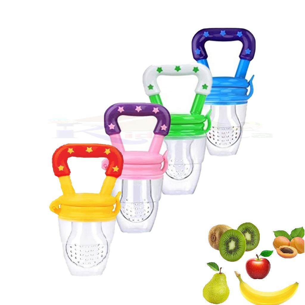 KIYARI Baby Pacifier & Silicone Fruit Feeder - BPA Free Newborn Nibbler with Cover for Fruits, Vegetables & Juices | Perfect for Teething Relief & Healthy Snacking (Multicolor, 1-Pack)
