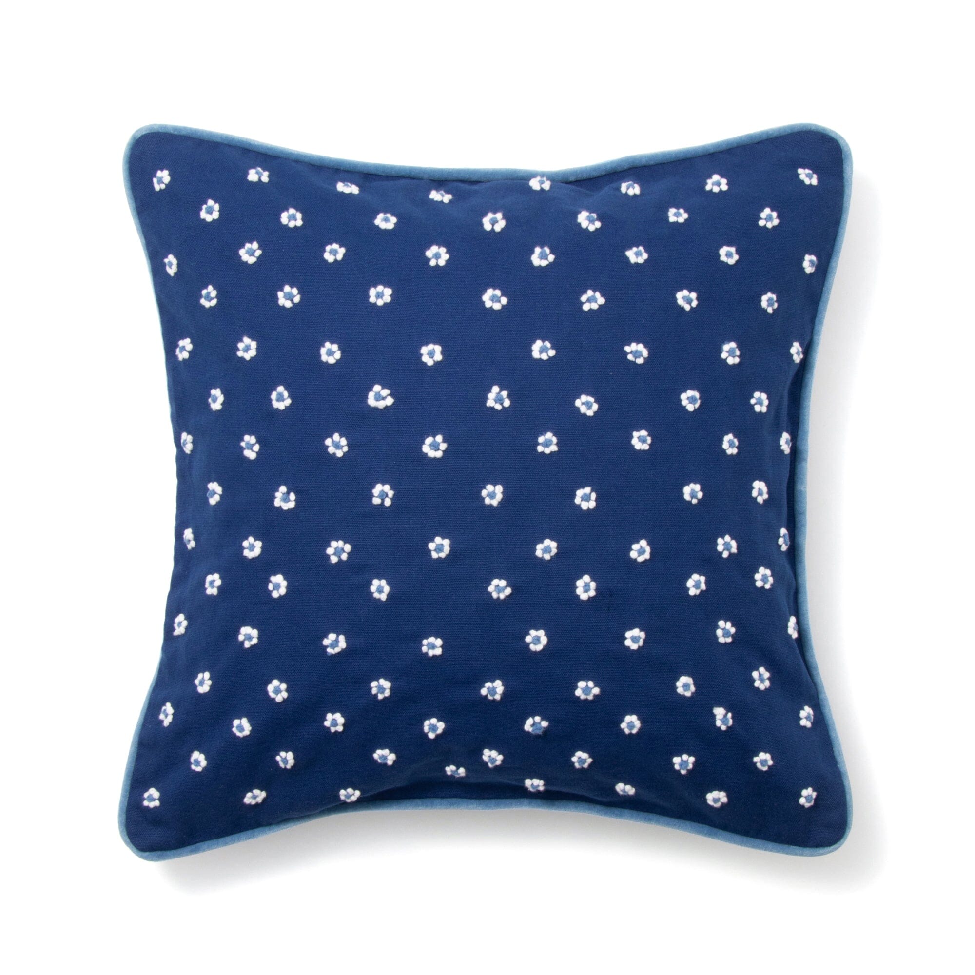 Blue Floral Knot Cushion Cover 18x18 Inches - Decorative Square Pillow Case for Sofa, Bedroom & Living Room Decor