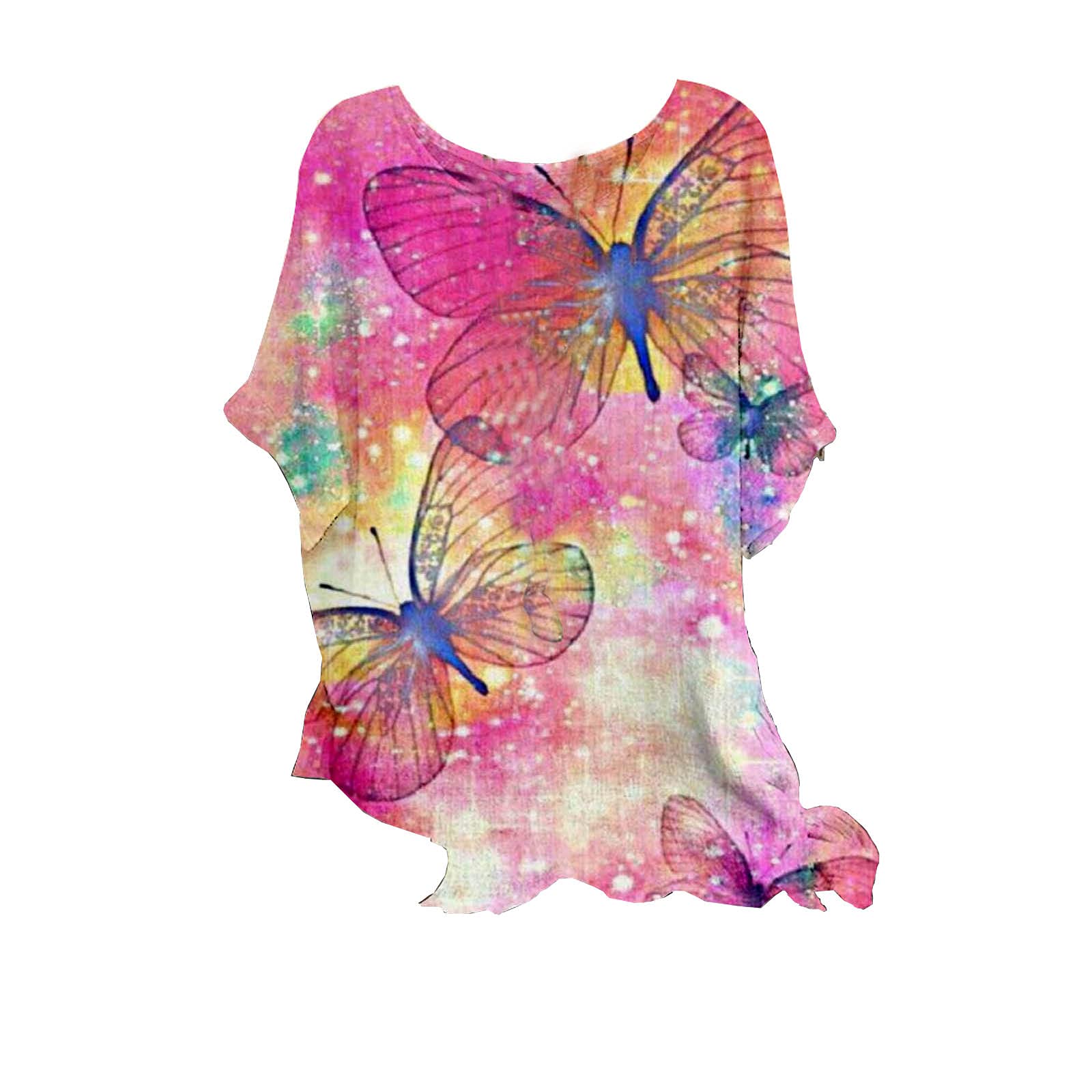 Plus Size Summer Tops for Women - Short Sleeve Round Neck T-Shirts with Dragonfly Print | Casual Fashion Blouses for Beach, Vacation & Everyday Wear