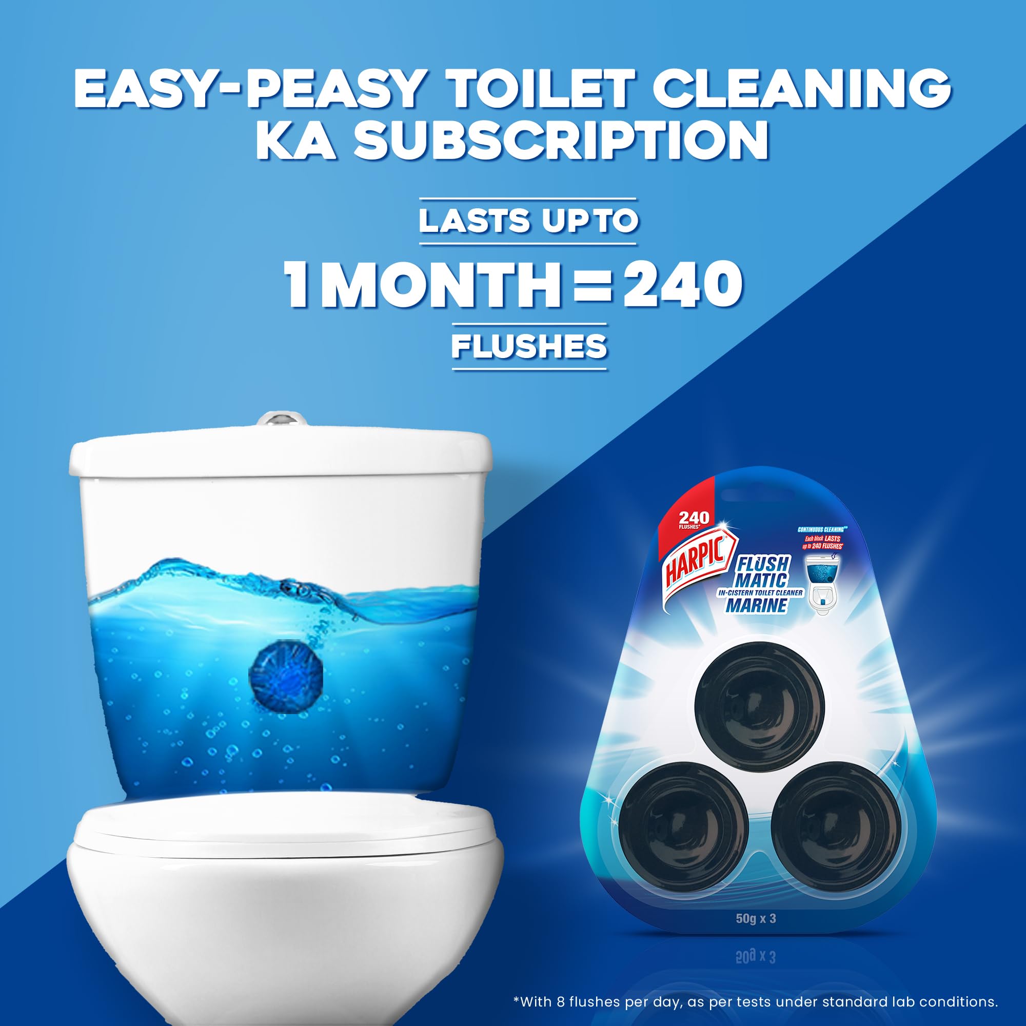 Harpic 150gm Marine Flushmatic In-Cistern Toilet Cleaner Blocks - Long-Lasting Toilet Bowl Cleaner for Freshness & Hygiene | Perfect for Home, Office & Commercial Restrooms