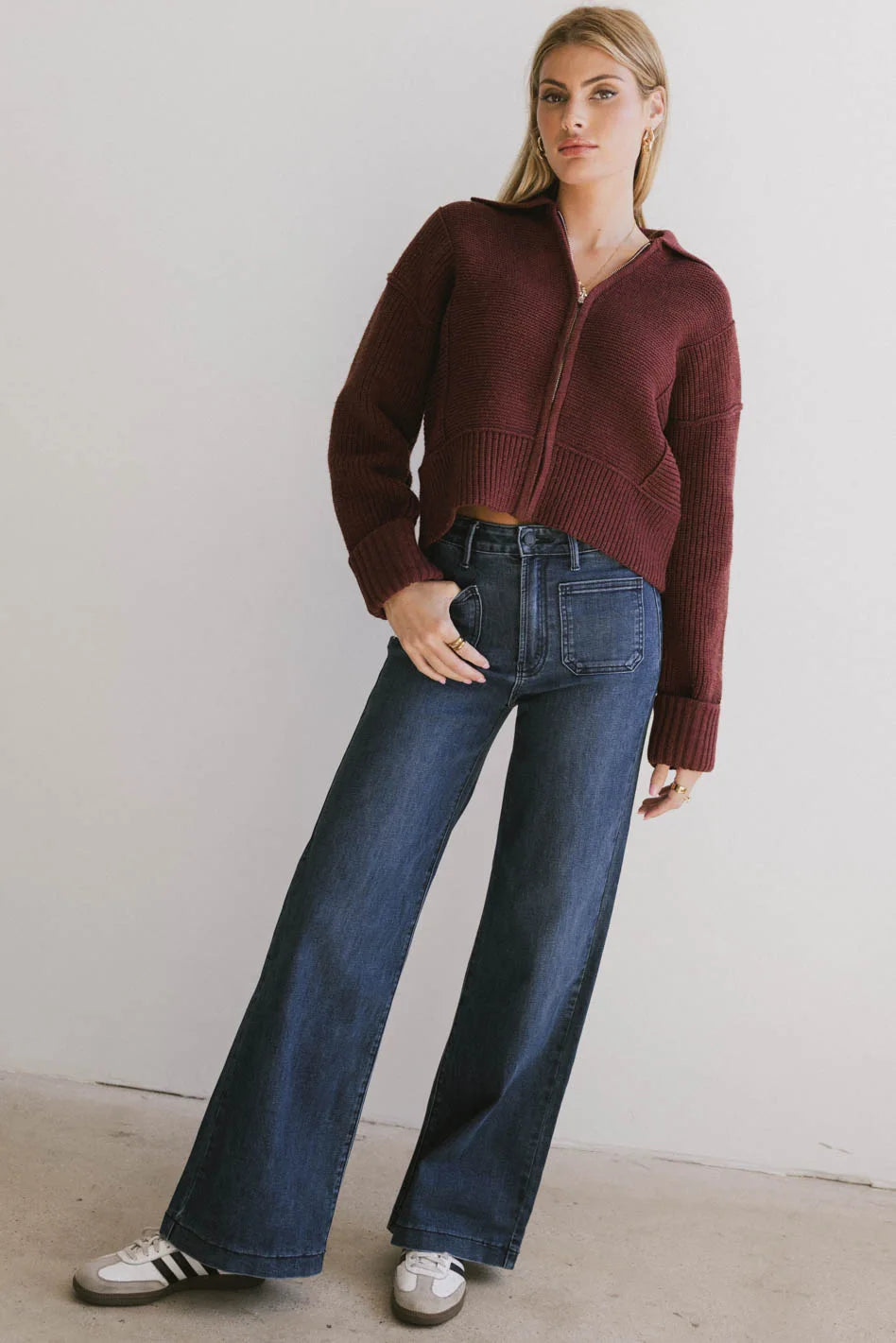 Natasha High Waist Wide Leg Jeans for Women - Stretchy Comfort Denim Pants - Trendy Casual & Office Wear - FINAL SALE