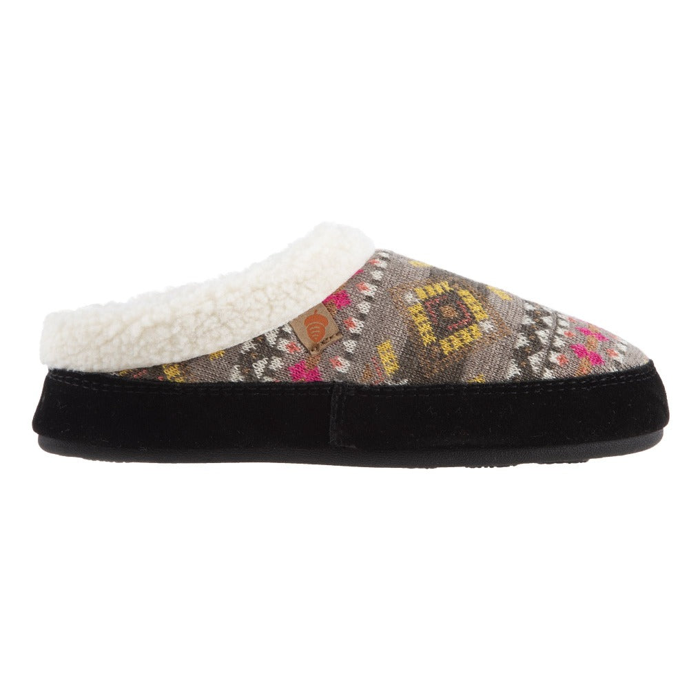 Women's Fairisle Knit Clog Slippers with Non-Slip Indoor/Outdoor Sole - Cozy House Shoes for Winter, Home, Office & Errands