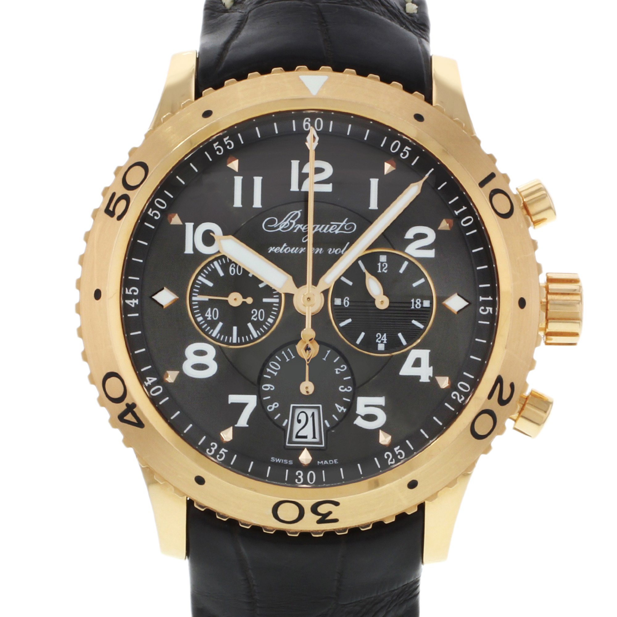 Luxury Transatlantique Type XXI Flyback Chronograph Men's Rose Gold Watch - Perfect for Business, Formal Events & Special Occasions