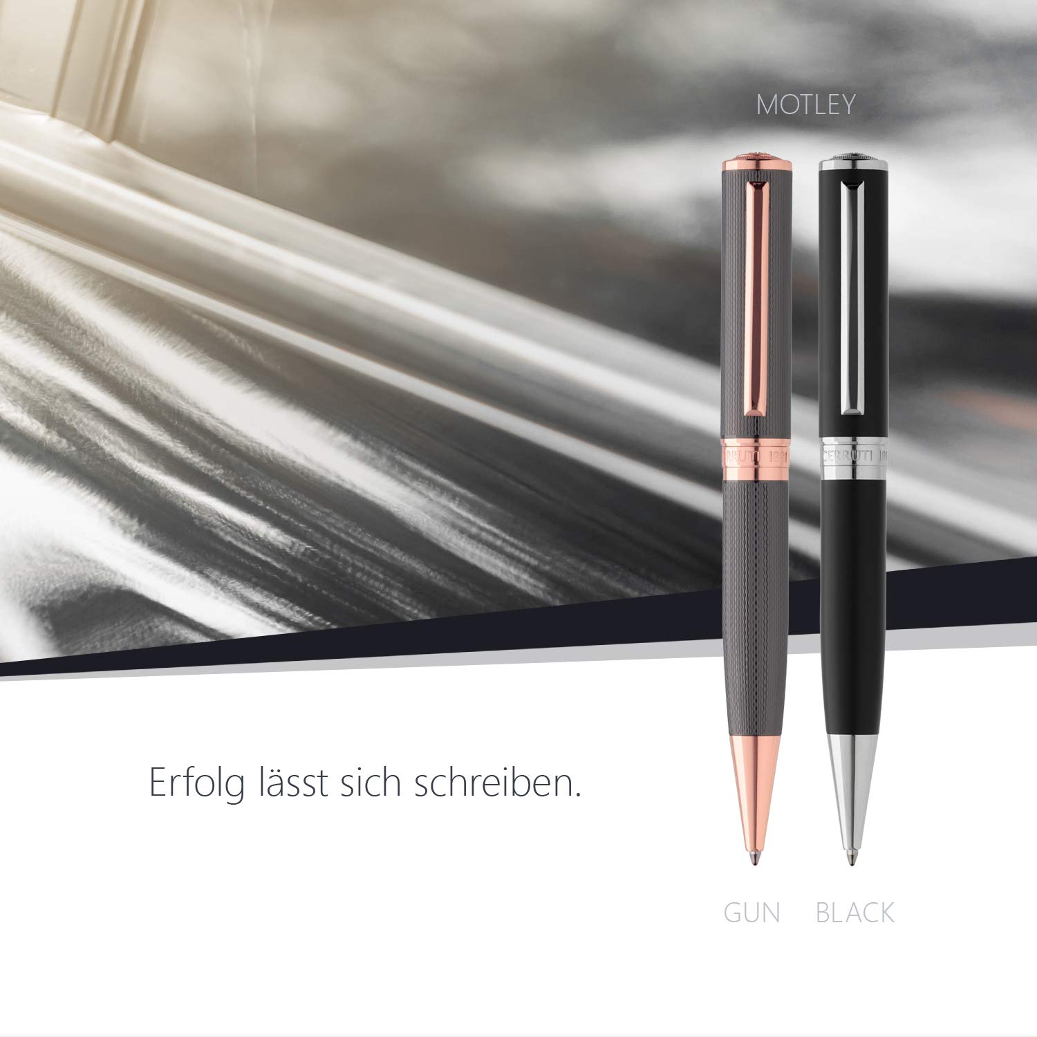 Cerruti 1881 Luxury Ballpoint Pen - MOTLEY Collection | Premium Writing Instrument with Smooth Blue Ink | Elegant Gift Box (Black) | Perfect for Office, Business Meetings & Executive Gifts
