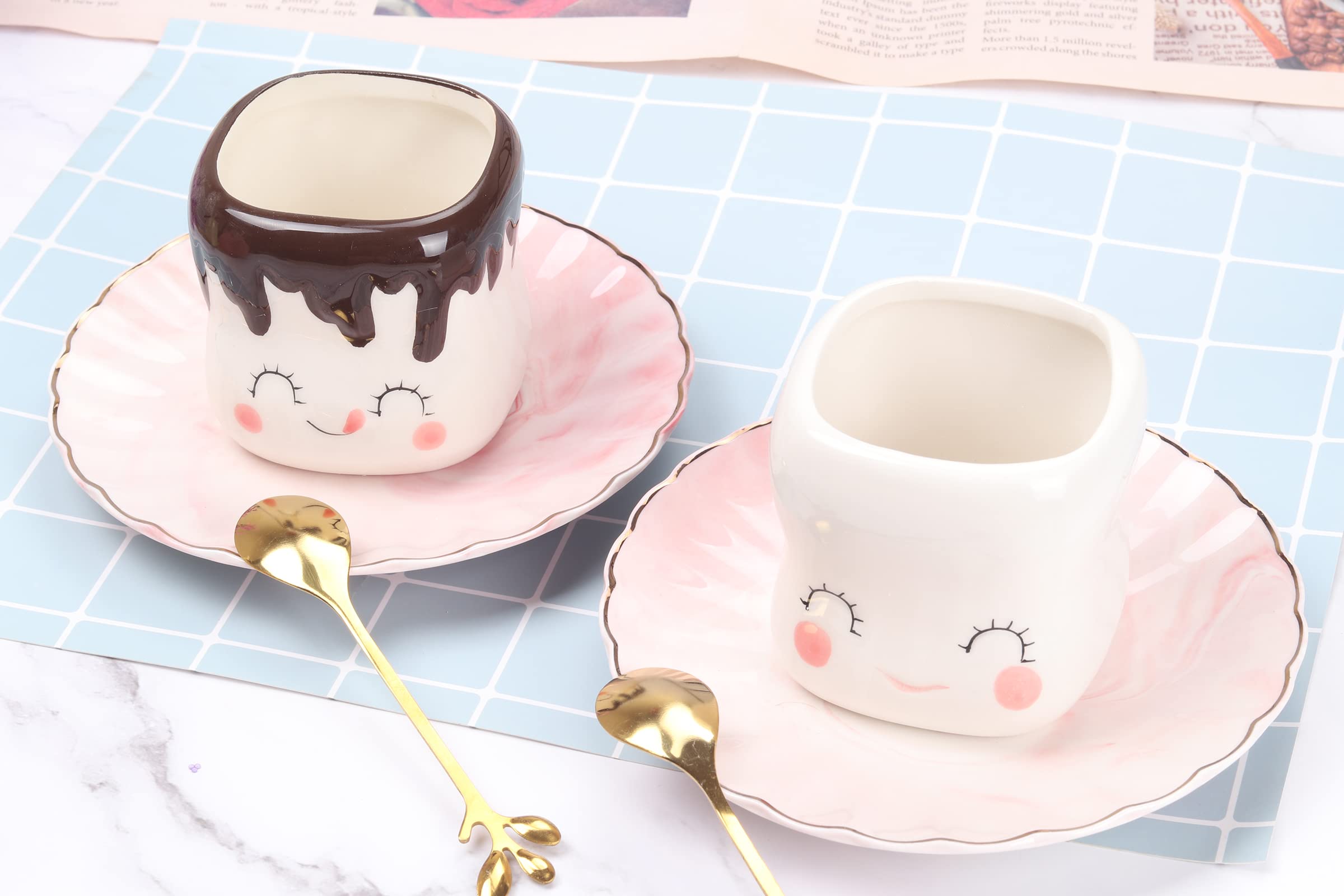 4-Pack Cute Marshmallow Mugs for Hot Chocolate & Cocoa - 6oz Insulated Ceramic Cups for Kids & Adults - Perfect Gift for Christmas, Mother's Day & Birthdays - Great for Family Gatherings, Sleepovers & Cozy Winter Nights