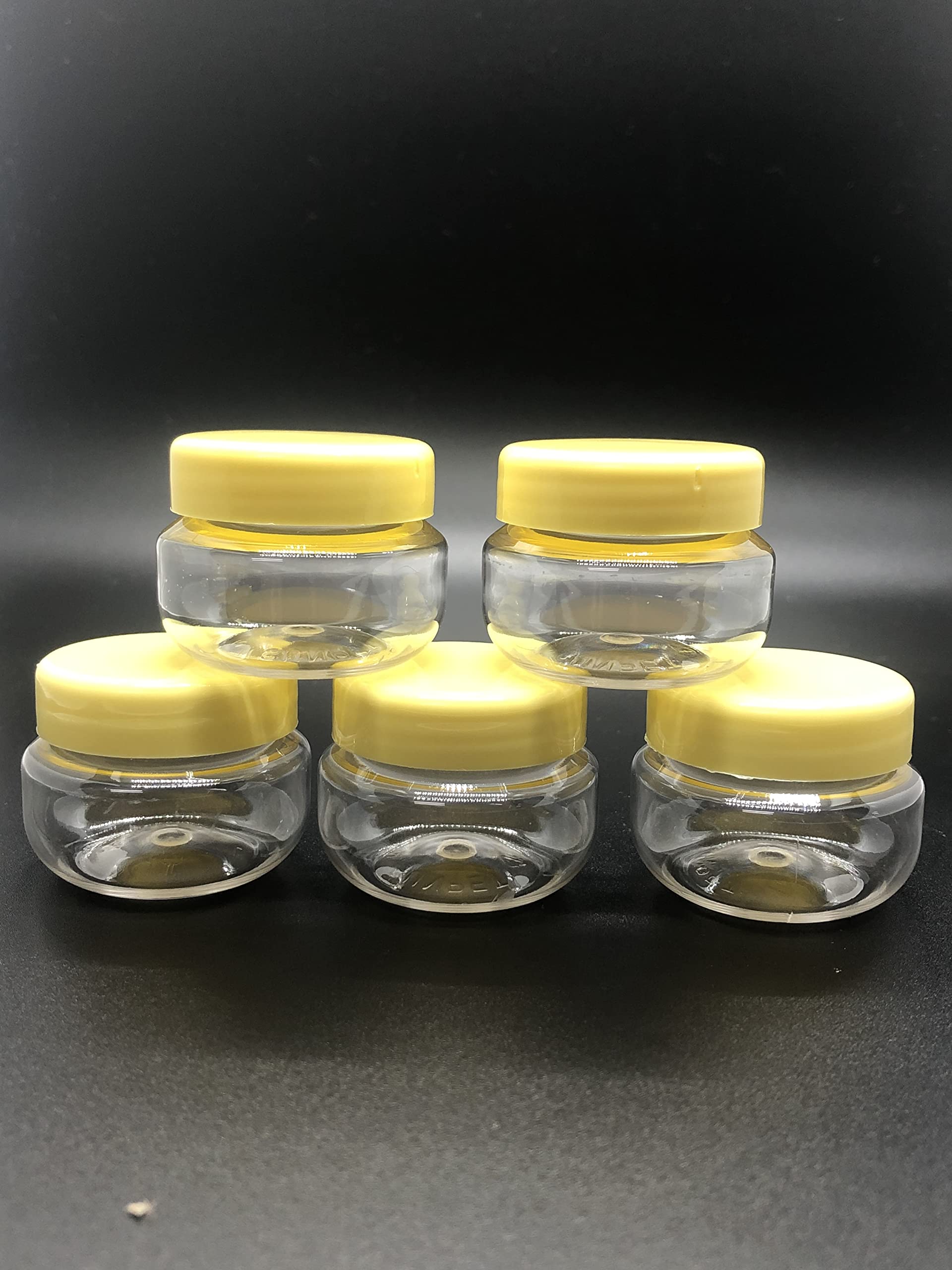40-Pack Clear 30ml Small Cosmetic Jars with Cream Yellow Caps - Perfect for Lip Cream, Lip Scrubs, Eyeshadow Pigments, Lotions & Creams - Ideal for DIY Beauty Products, Travel Containers & Sample Packaging