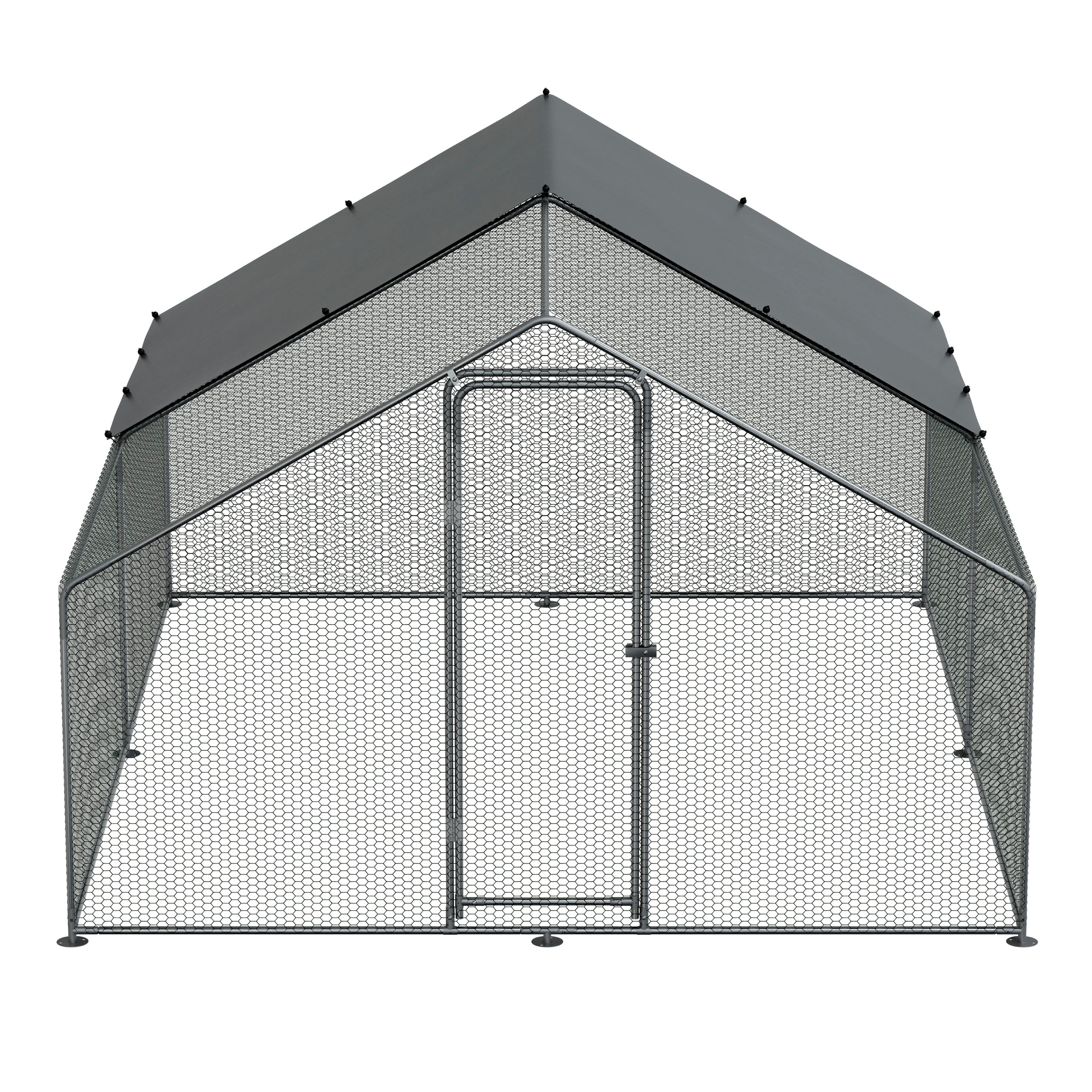 3x4m Galvanized Steel Walk-In Chicken Run with Solar Roof Cover & PVC Coated Wire - Durable Poultry Enclosure for Chickens, Ducks & Small Animals - Perfect for Backyard Farming, Coop Protection & Free-Range Safety
