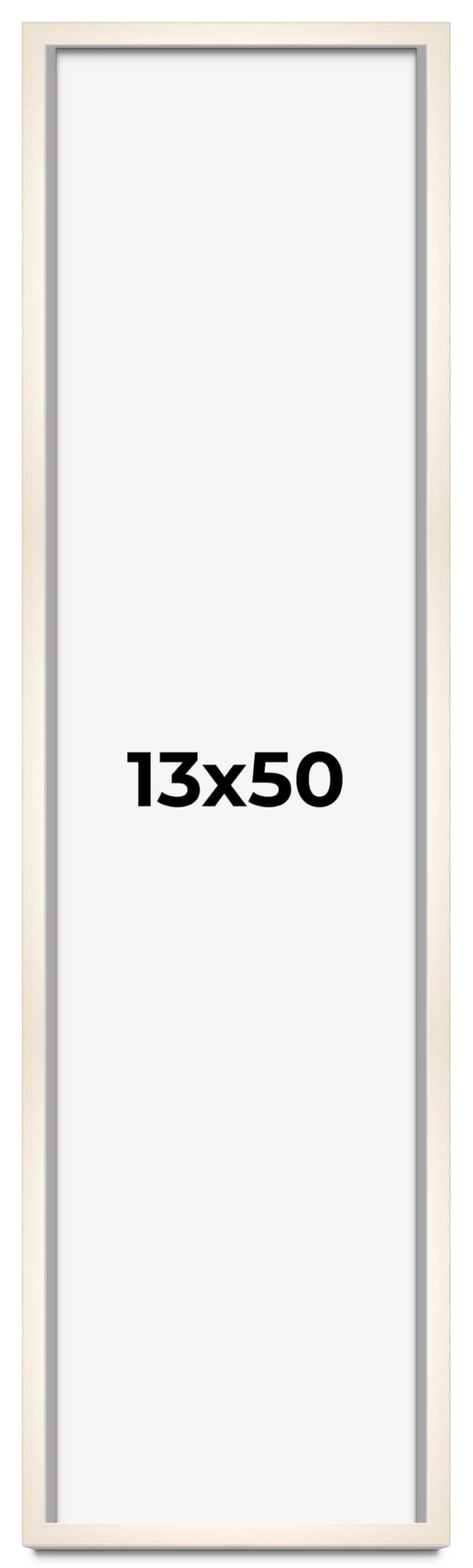 CountryArtHouse 13x50 Whitewashed Solid Wood Picture Frame - 0.8125 Inch Moulding Width with UV Acrylic Plexiglass, Acid-Free Foam Backing & Hanging Hardware - Perfect for Wall Art, Family Photos & Home Decor