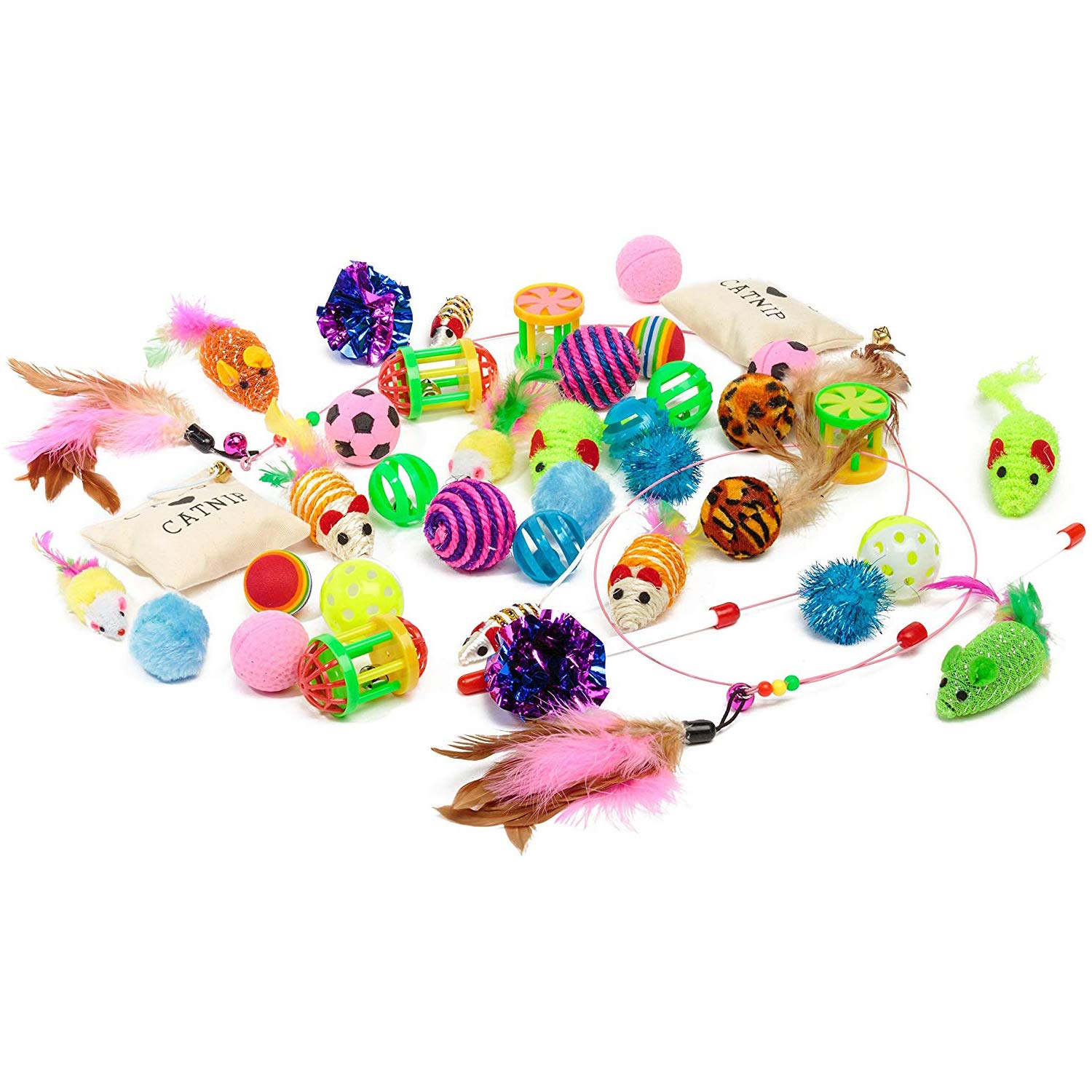Friends Forever Kitten Toys Variety Pack - 20-Piece Cat Toys Set with Fishing Pole, Catnip Pillow & More | Interactive Play Toys for Indoor Cats, Kittens & Adult Cats | Perfect for Playtime, Exercise & Bonding