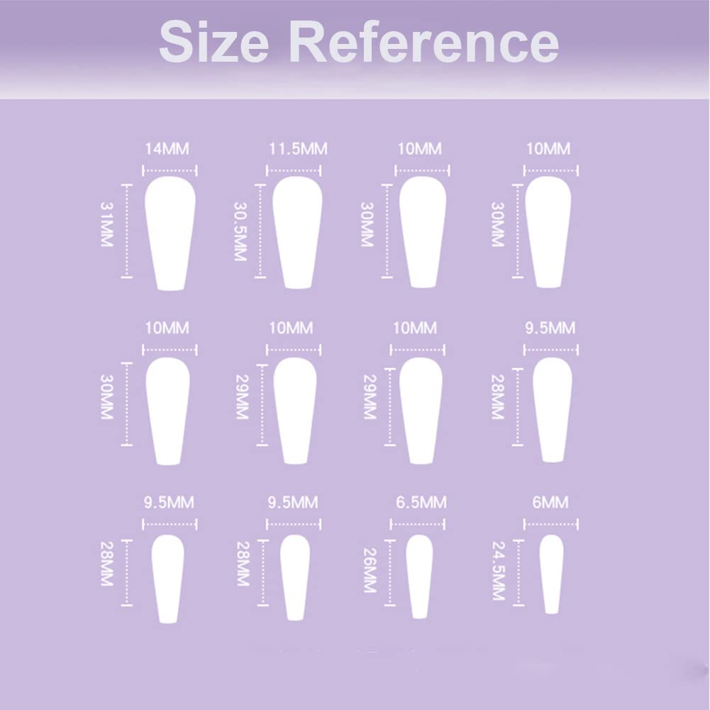 24Pcs Long Coffin Press on Nails - Glossy Ballerina Fake Nails with Square Smile Design, Full Cover Clip on False Nails for Women & Girls (Hot Pink) | Perfect for Parties, Weddings, Date Nights & Special Occasions