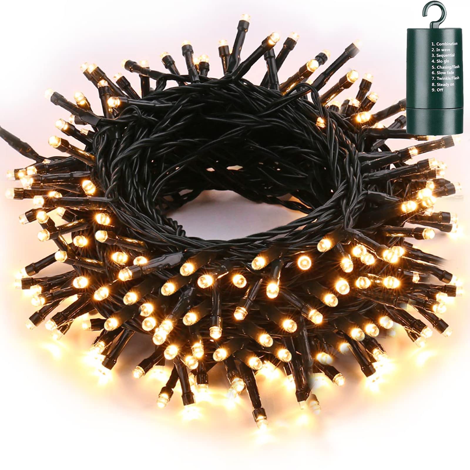 Toodour 68.9ft 200 LED Battery Operated Christmas String Lights - 8 Twinkle Modes with Timer, Waterproof Outdoor/Indoor Fairy Lights for Holiday Decorations, Home, Party, Wedding, Christmas Tree & Yard Decor - Warm White