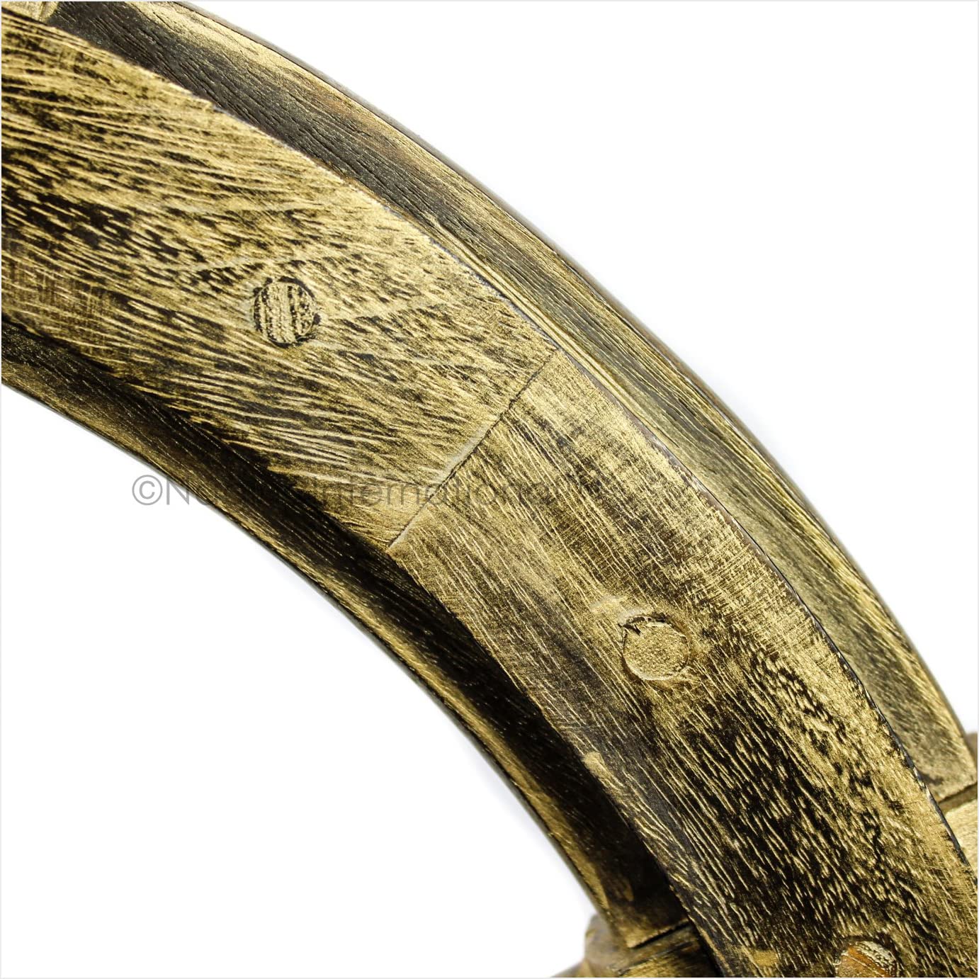Antique Golden Nautical Wooden Ship Wheel - 12 Inch Handcrafted Maritime Decor for Pirate Nursery, Coastal Home Decor, and Themed Parties | Nagina International