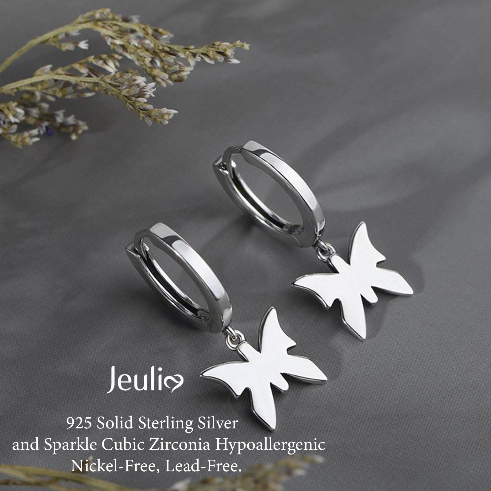 Jeulia Sterling Silver Small Hoop Earrings for Women - Dangle Earrings with Cross, Wings & Butterfly Charms | Hypoallergenic Punk Stud Goth Piercing Jewelry | Perfect Gift for Teen Girls with Gift Box | Ideal for Parties, Dating & Everyday Wear
