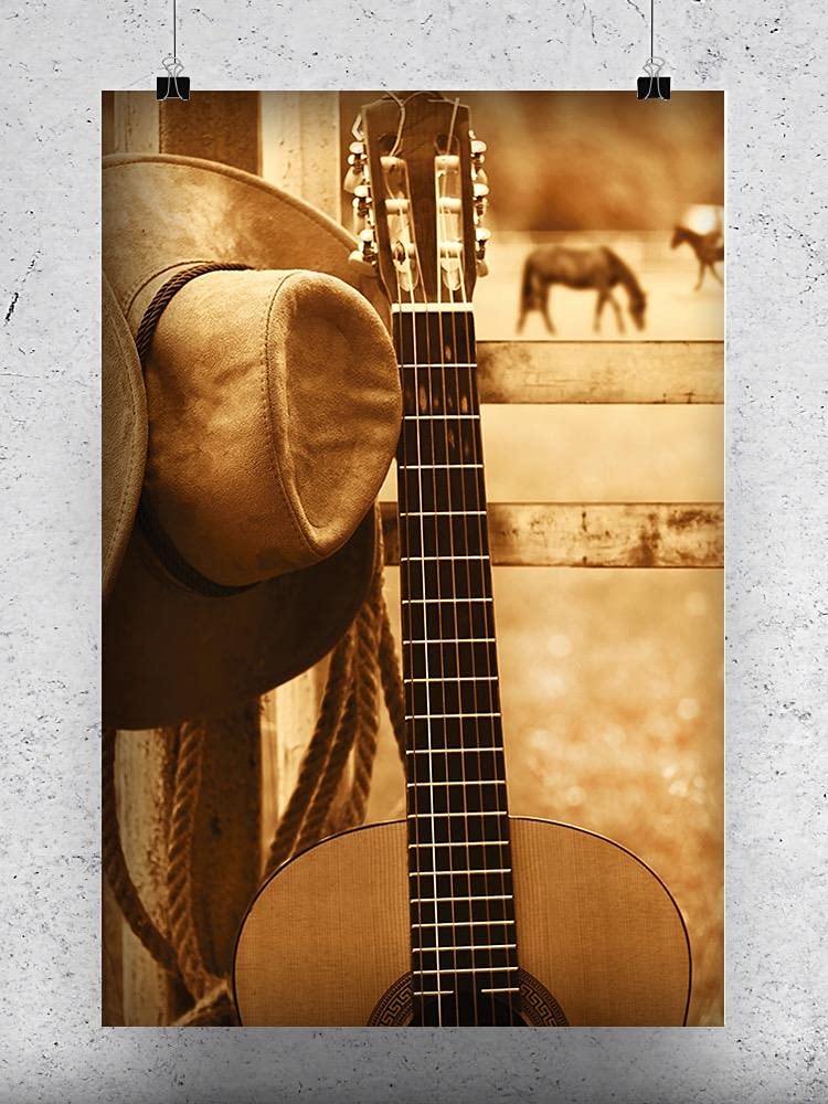 Smartprints Guitar & Horses Poster for Home & Office Decor