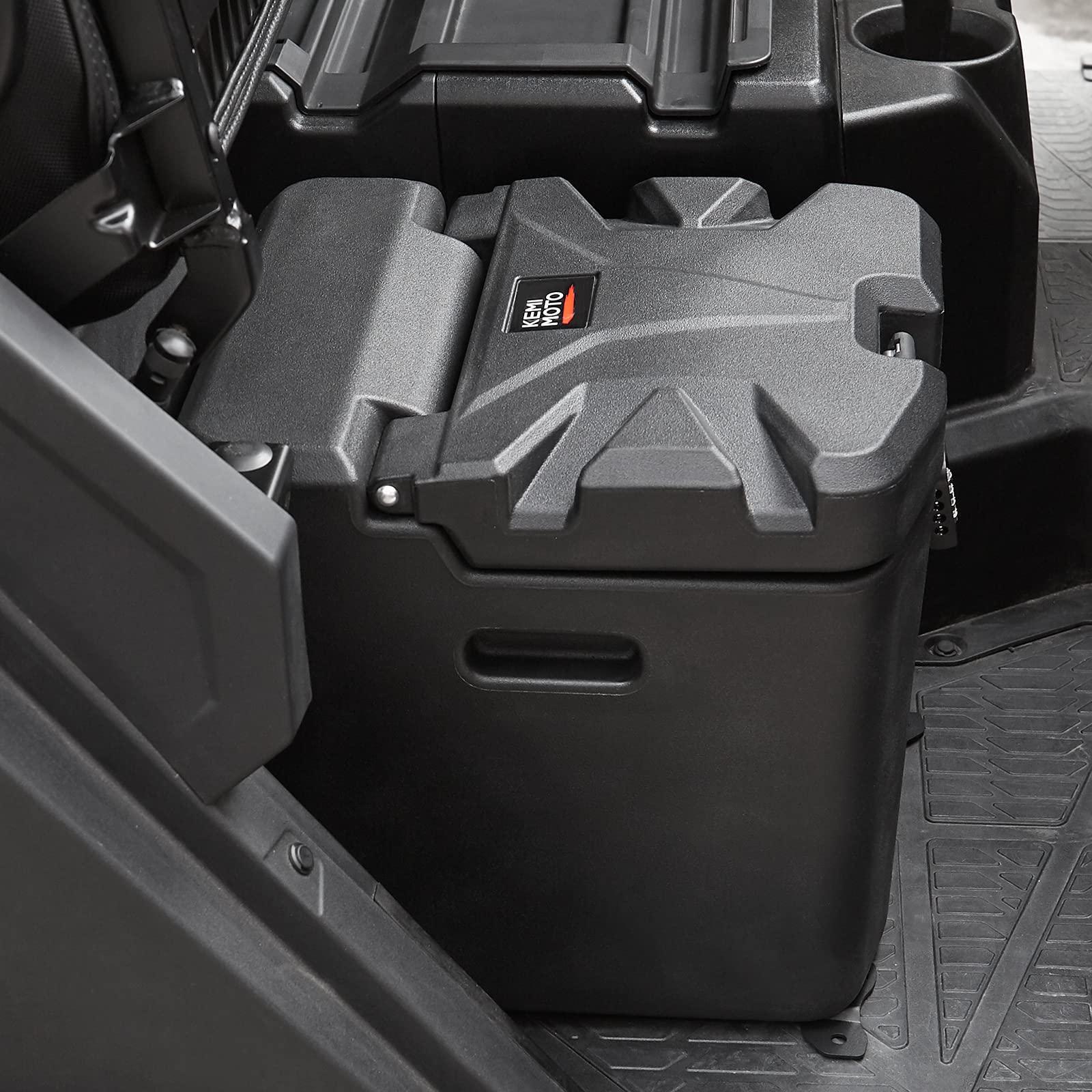 KEMIMOTO 28.5L/7.53 Gal Under Seat Storage Box with Lock - Waterproof Dual Bin Dry Storage Compatible with Polaris Ranger XP 1000/Crew 2018-2025 | Replacement for #2882910 | Perfect for Off-Road Adventures, Hunting Gear & Tool Storage