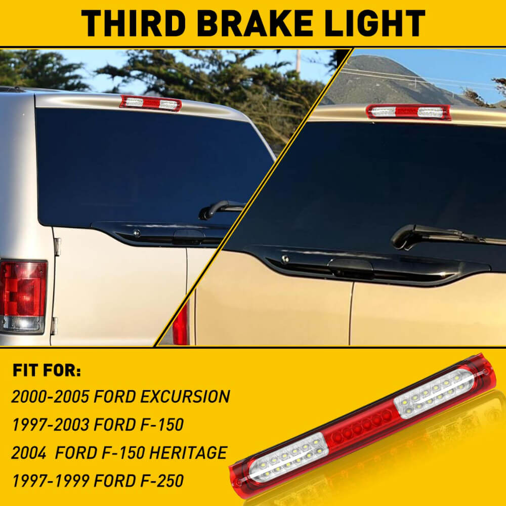 LED Third Brake Light Replacement for 1997-2003 Ford F-150, 1997-1999 F-250, 2000-2005 Excursion - Smoked Shell Lens - Easy Installation & Enhanced Safety for Night Driving
