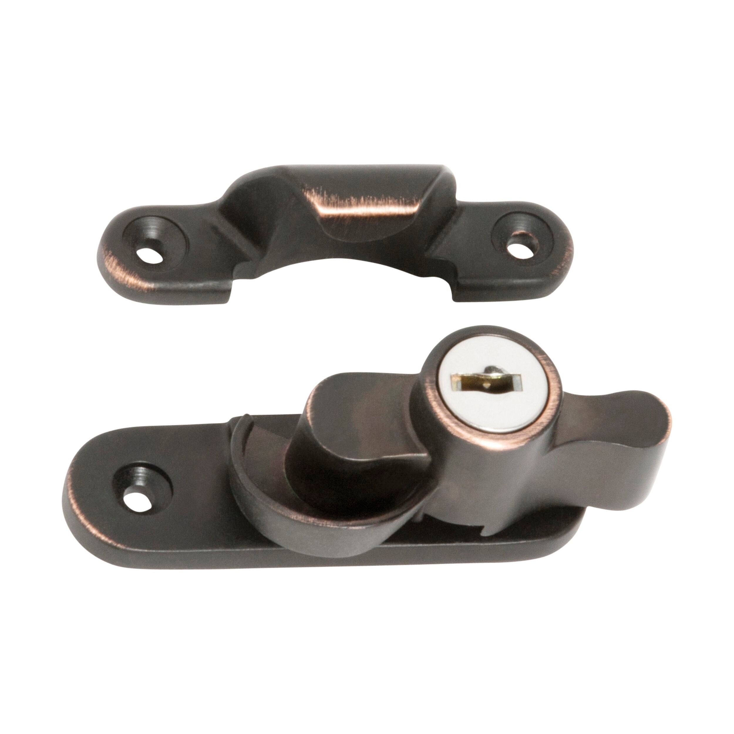 1607 Antique Copper Sash Fastener Lock - Zinc Alloy Window Hardware (64x20mm) for Vintage Doors & Windows Restoration Projects