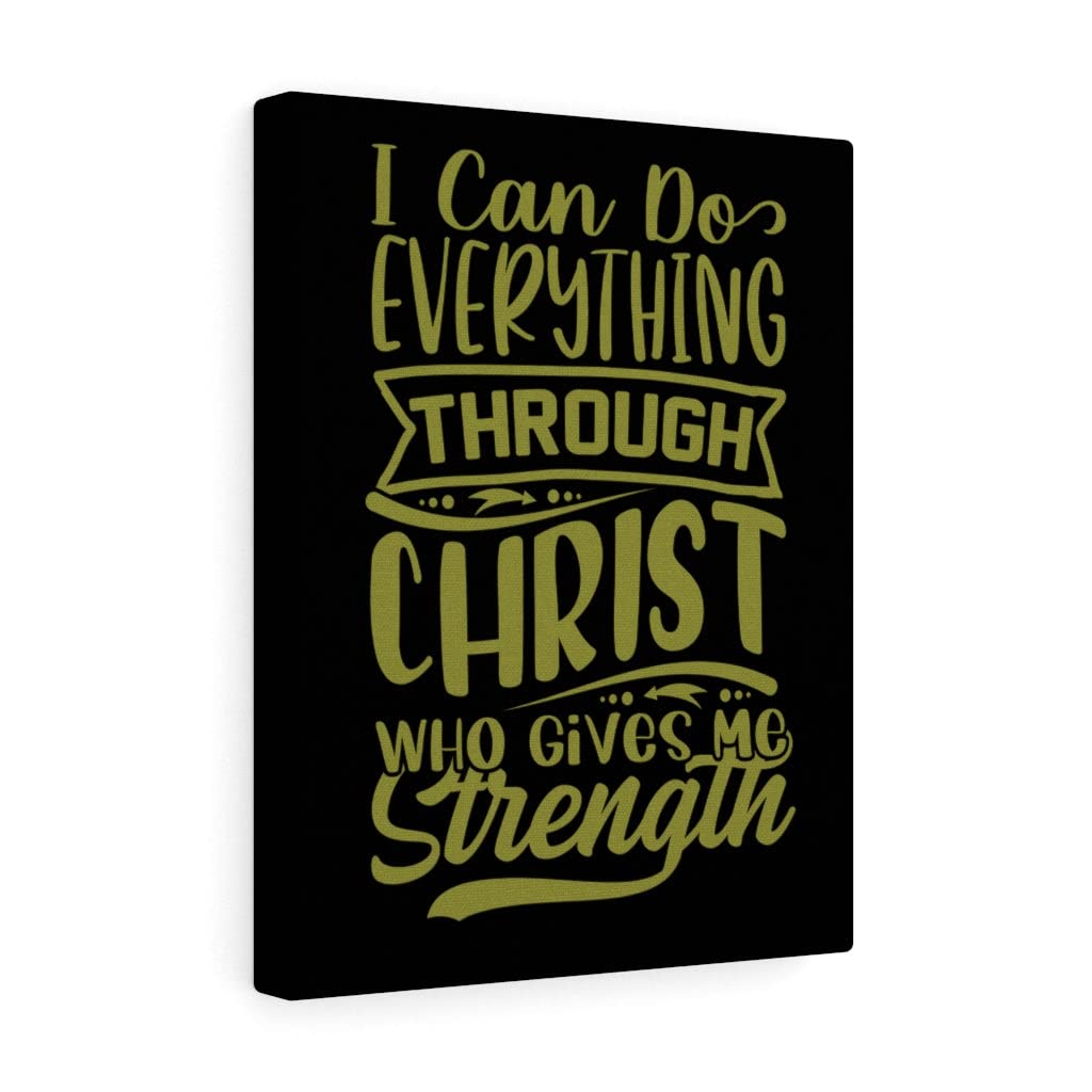 Dark Green Christian Wall Art - Bible Verse Print 'Gives Me Strength' - Ready to Hang Scripture Decor for Home, Office & Church - Inspirational Gift for Religious Occasions
