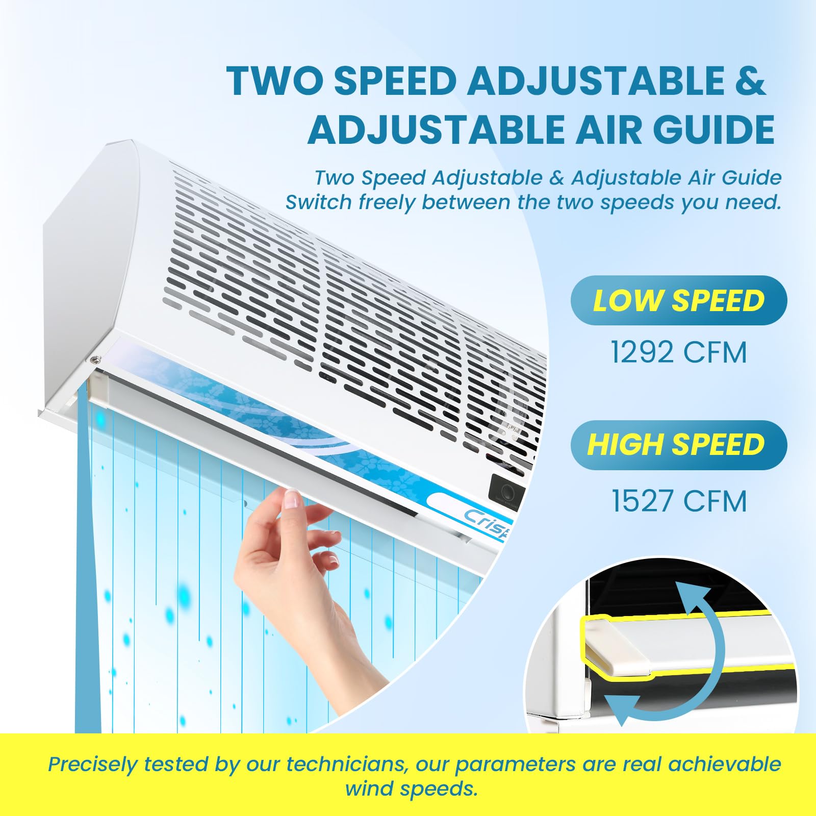 36'' Commercial Air Curtain with Magnetic Door Switch - 1527CFM/2559FPM, 2-Speed Adjustable, 180W 110V Industrial Air Door Fan for Easy Installation - Perfect for Restaurants, Retail Stores & Warehouse Entrances